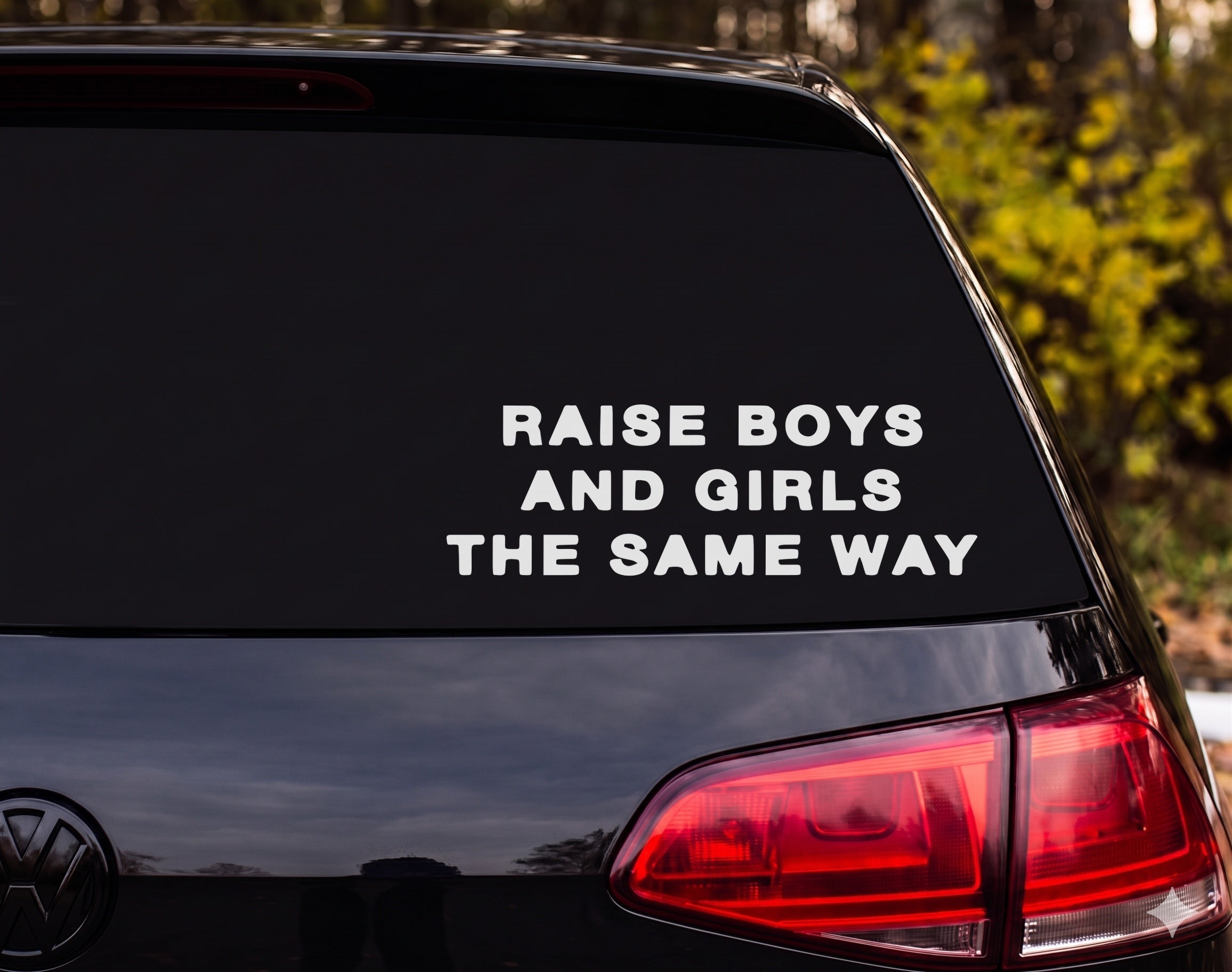 RAISE BOYS AND GIRLS THE SAME WAY Vinyl Decal Sticker Car Window Laptop - White