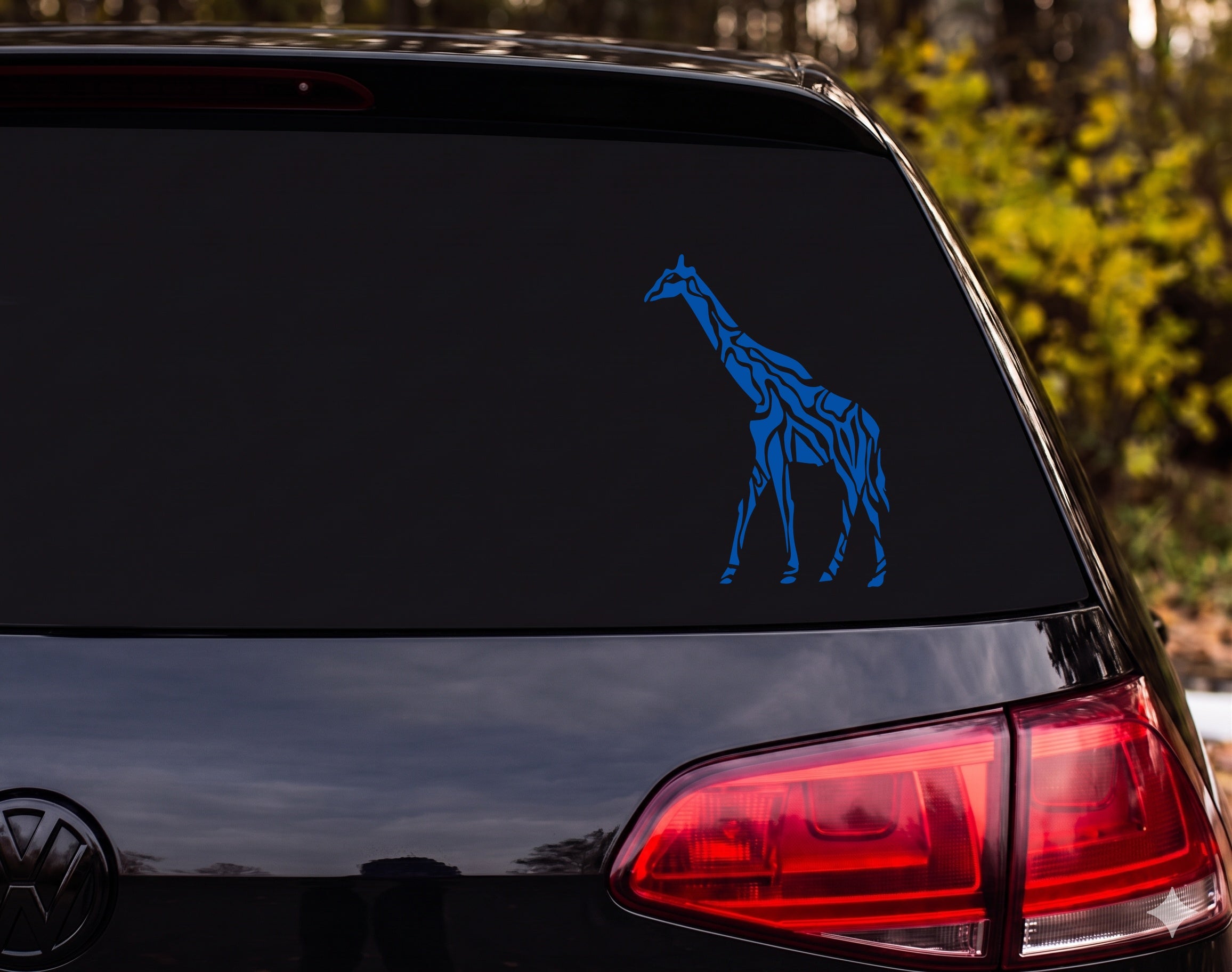 Tribal Giraffe Standing Side Profile Vinyl Decal Sticker Car Window Laptop - Blue