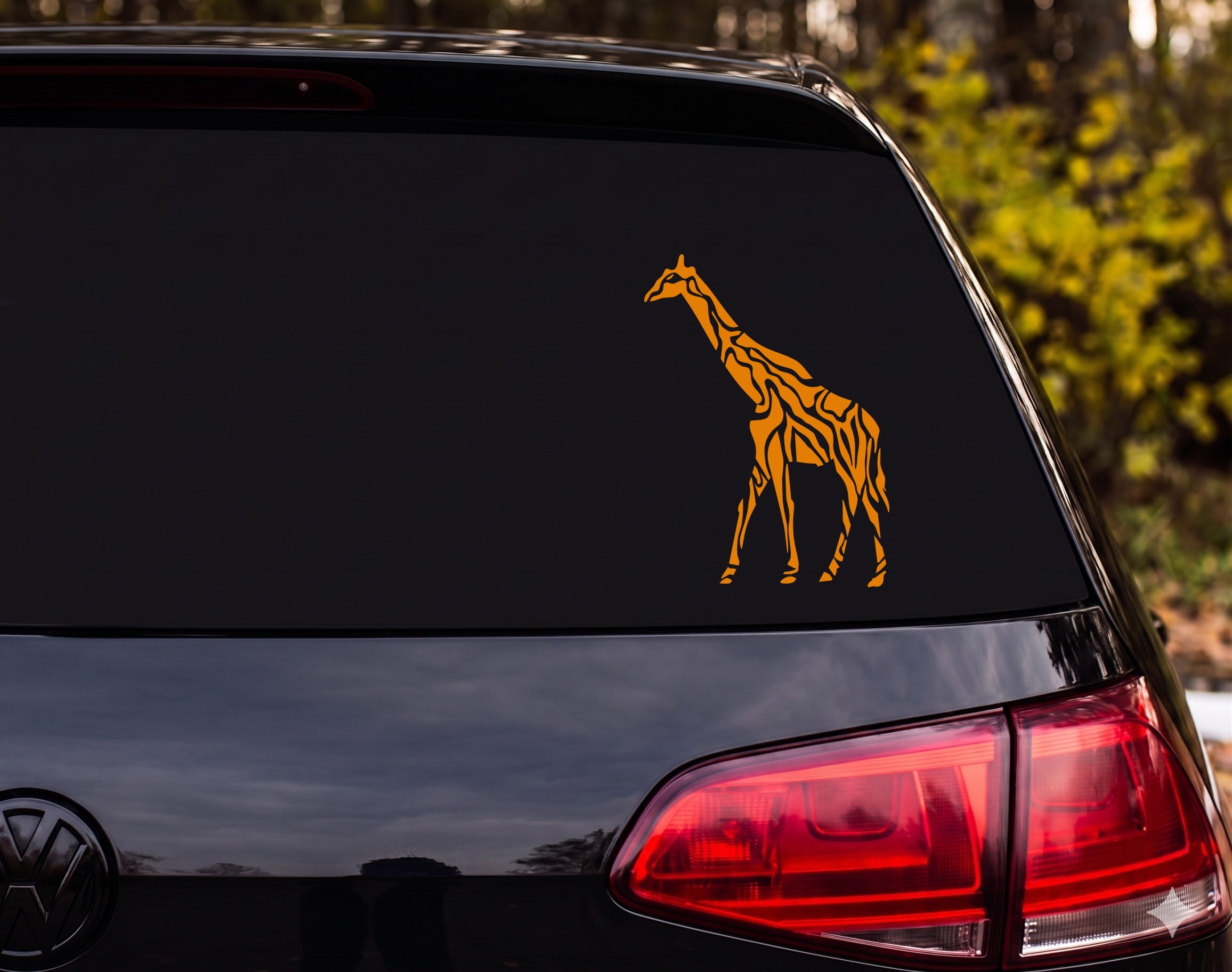 Tribal Giraffe Standing Side Profile Vinyl Decal Sticker Car Window Laptop - Orange