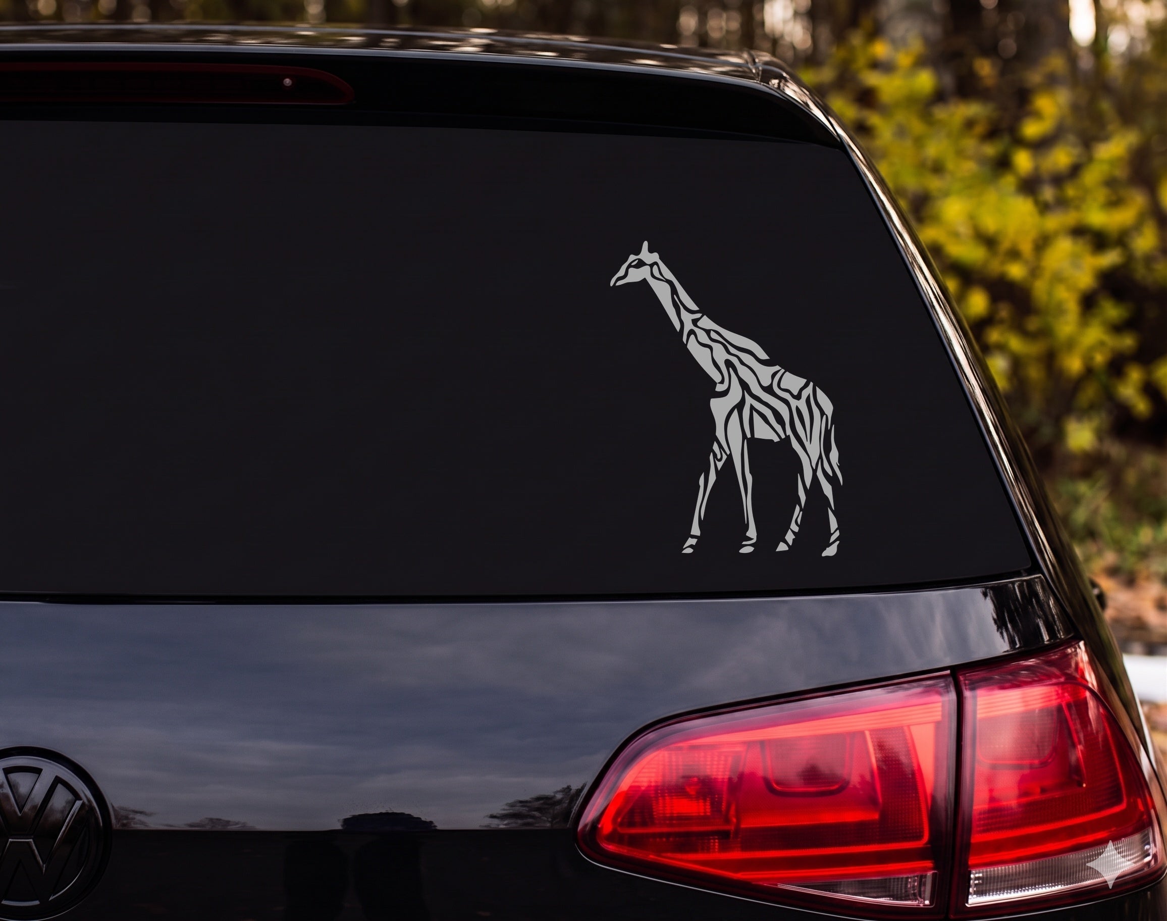 Tribal Giraffe Standing Side Profile Vinyl Decal Sticker Car Window Laptop - Silver