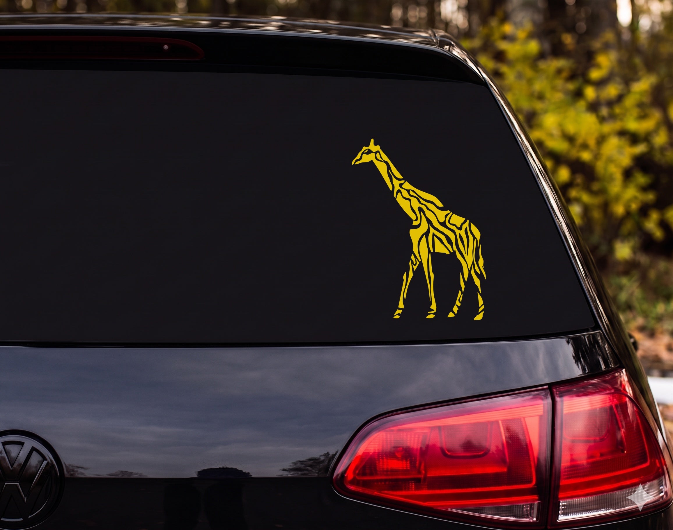 Tribal Giraffe Standing Side Profile Vinyl Decal Sticker Car Window Laptop - Yellow