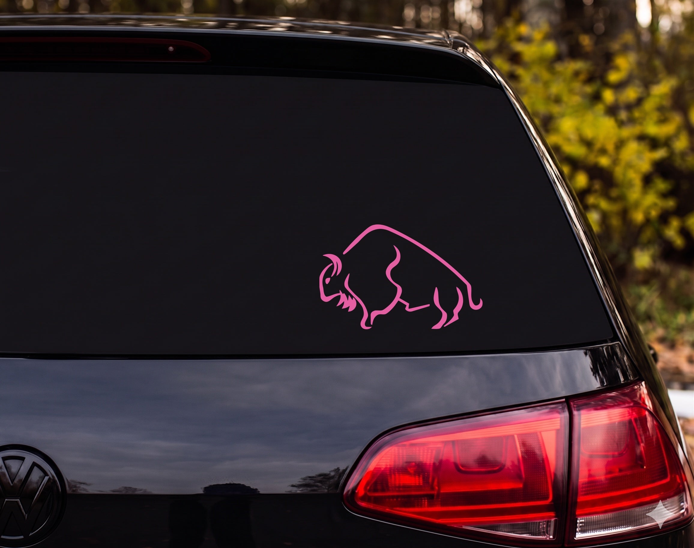 Bison Charging Outline Vinyl Decal Sticker Car Window Laptop Truck - Pink