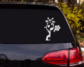 Cartoon Giraffe Head Silhouette Sniffing Flower Whimsical Vinyl Decal Sticker - White
