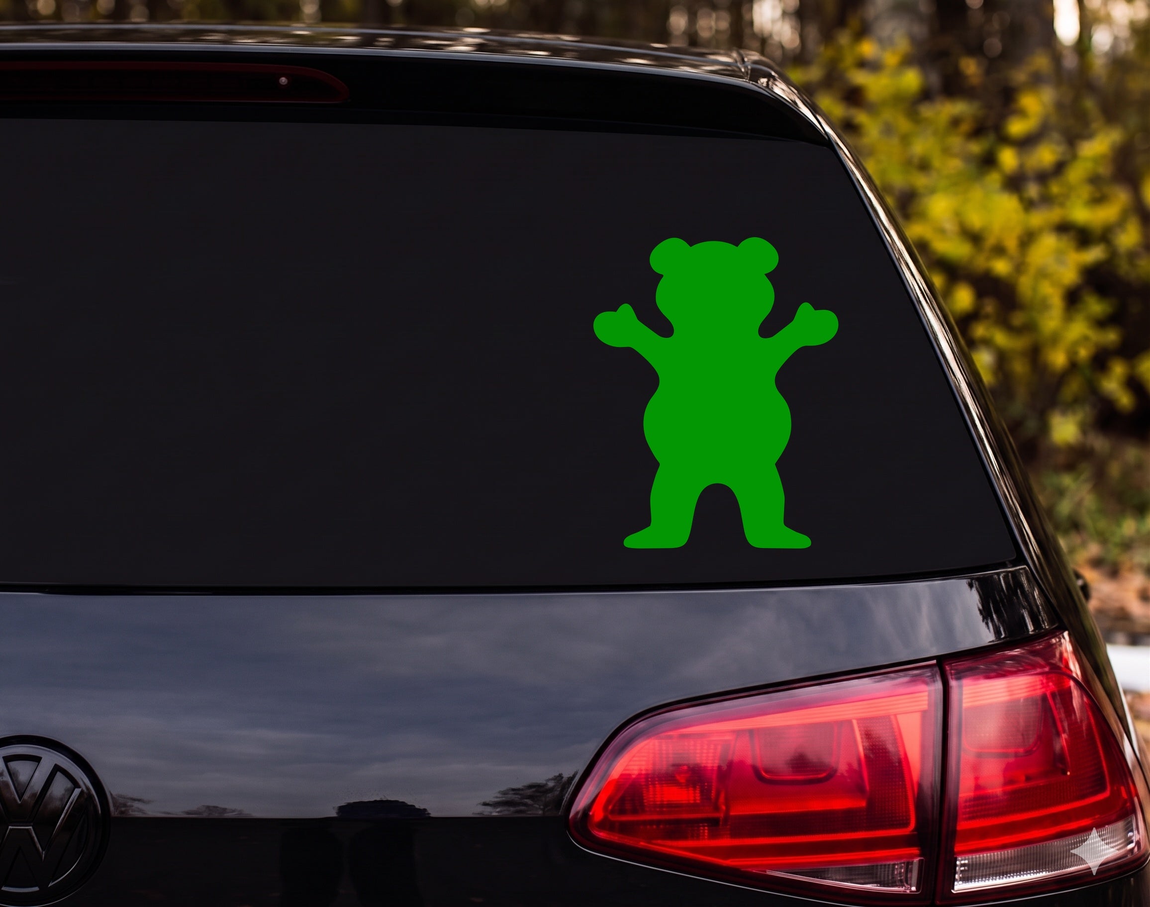 Bear Standing Upright Arms Raised Silhouette Vinyl Decal Sticker Car Window - Green