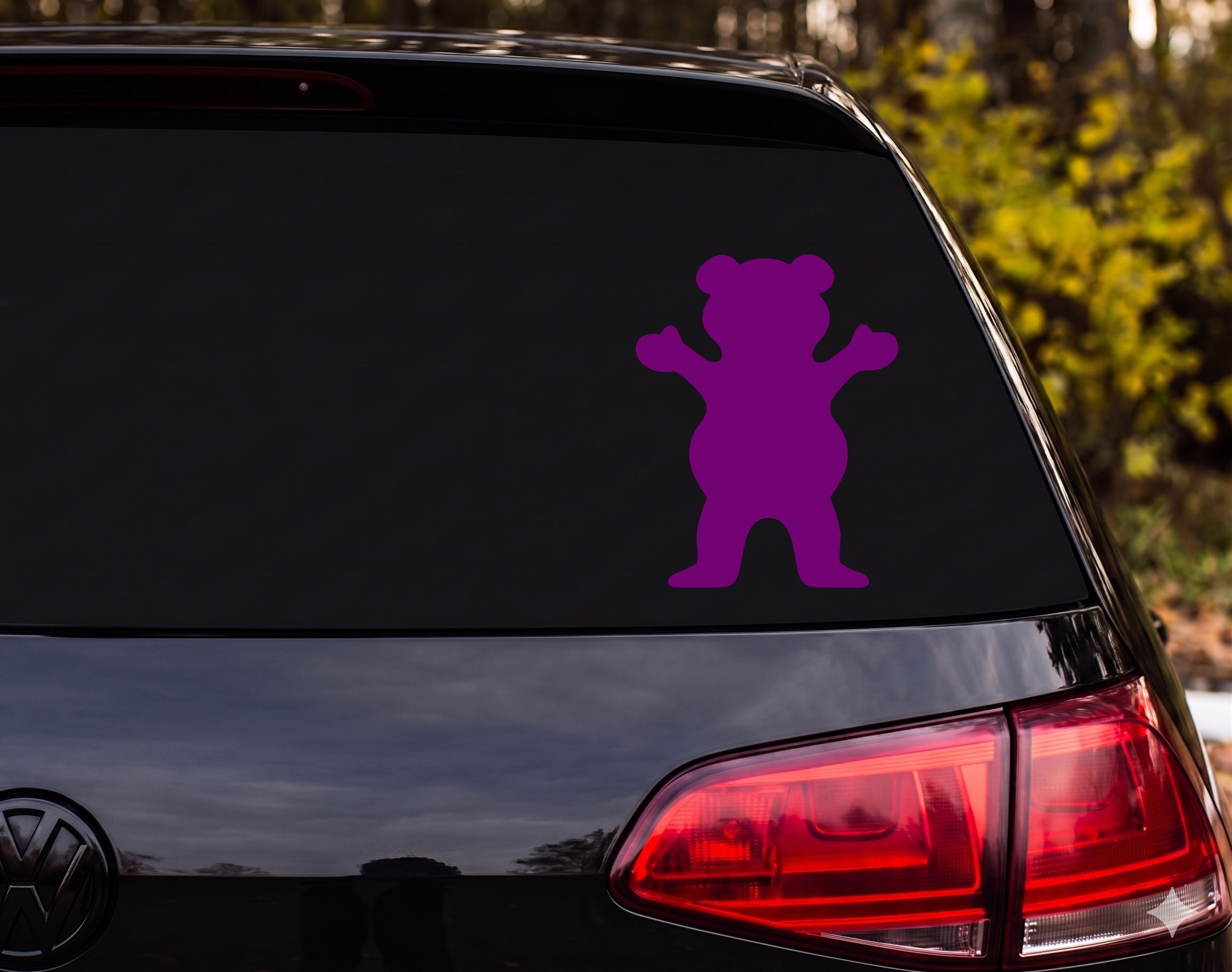 Bear Standing Upright Arms Raised Silhouette Vinyl Decal Sticker Car Window - Purple