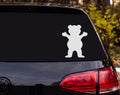 Bear Standing Upright Arms Raised Silhouette Vinyl Decal Sticker Car Window - White
