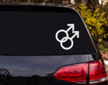 Double Male Symbol Gay Pride Interlocking Mars Silhouette Vinyl Decal Sticker - White