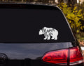 Mama Bear Silhouette Standing with Cub Vinyl Decal Sticker Car Window - White