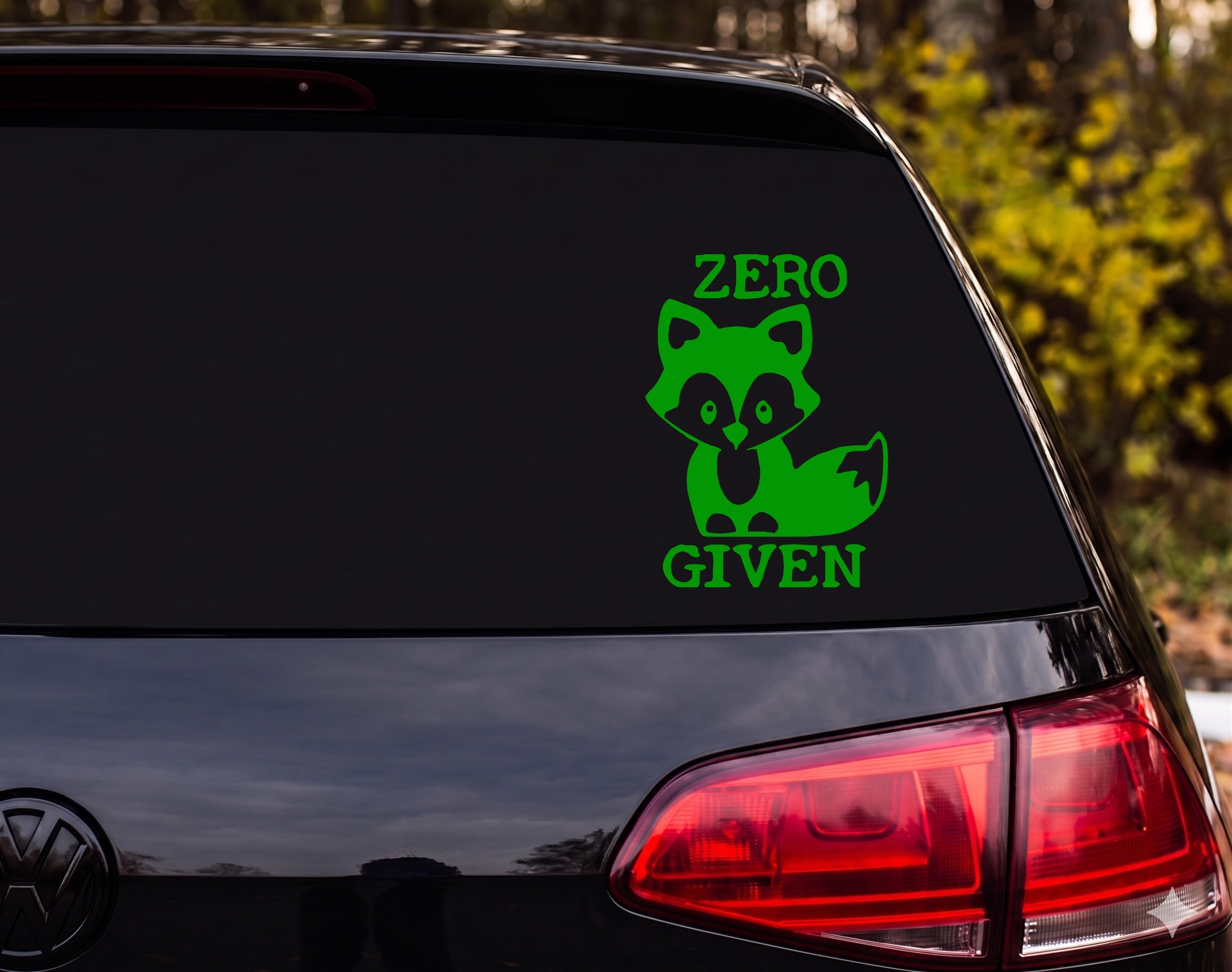 Baby Fox Cartoon Silhouette ZERO GIVEN Cute Vinyl Decal Sticker Car Laptop - Green