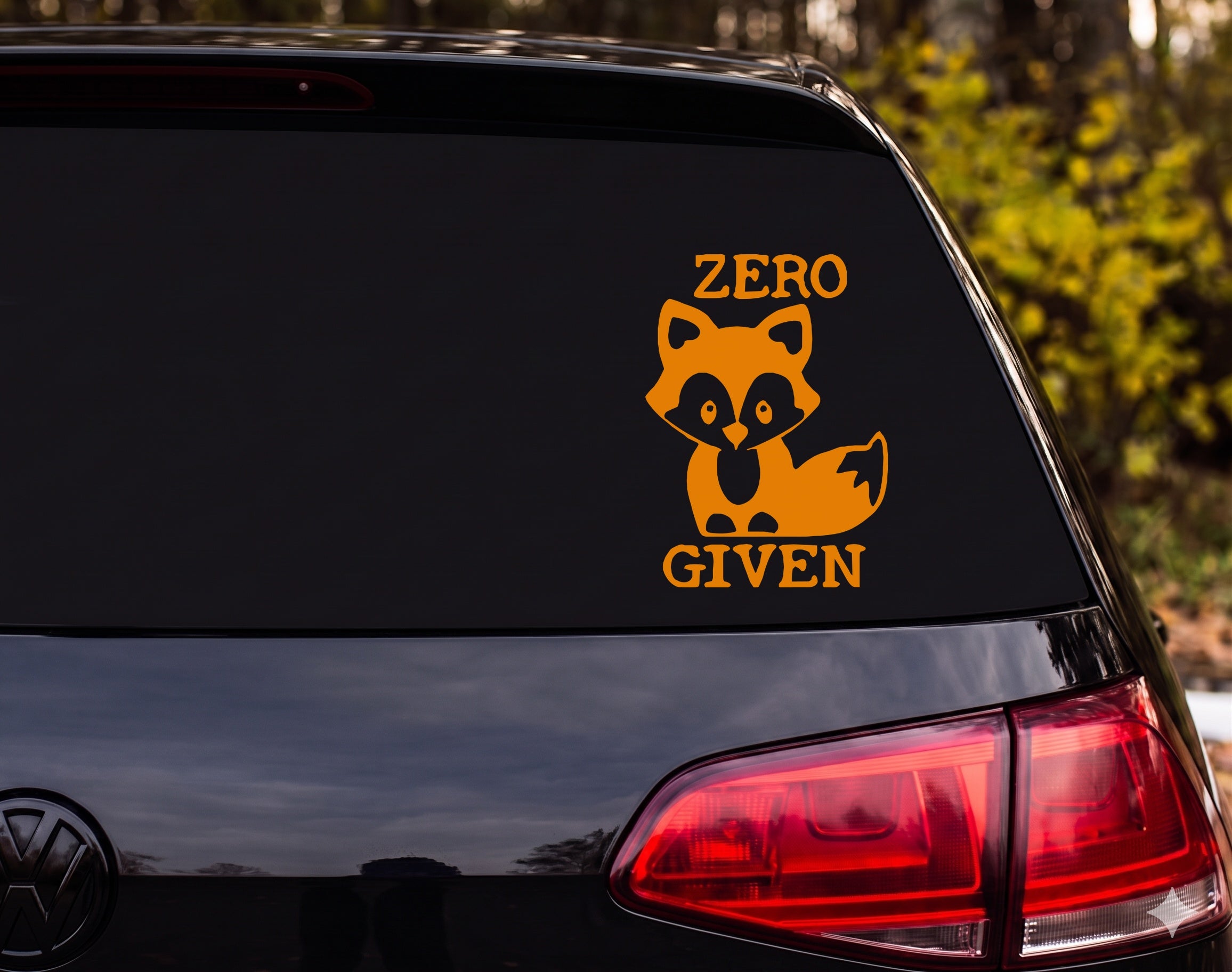Baby Fox Cartoon Silhouette ZERO GIVEN Cute Vinyl Decal Sticker Car Laptop - Orange