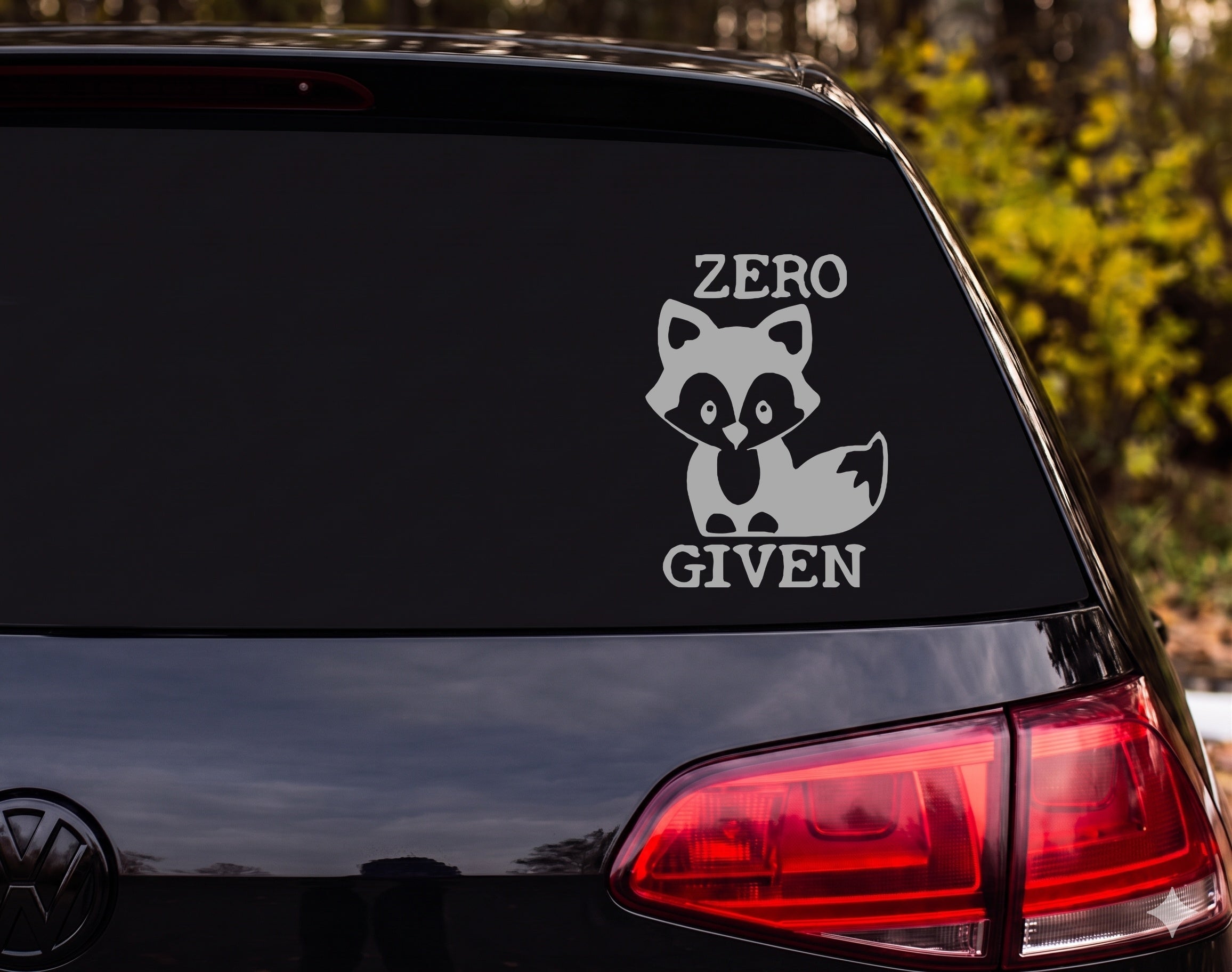 Baby Fox Cartoon Silhouette ZERO GIVEN Cute Vinyl Decal Sticker Car Laptop - Silver