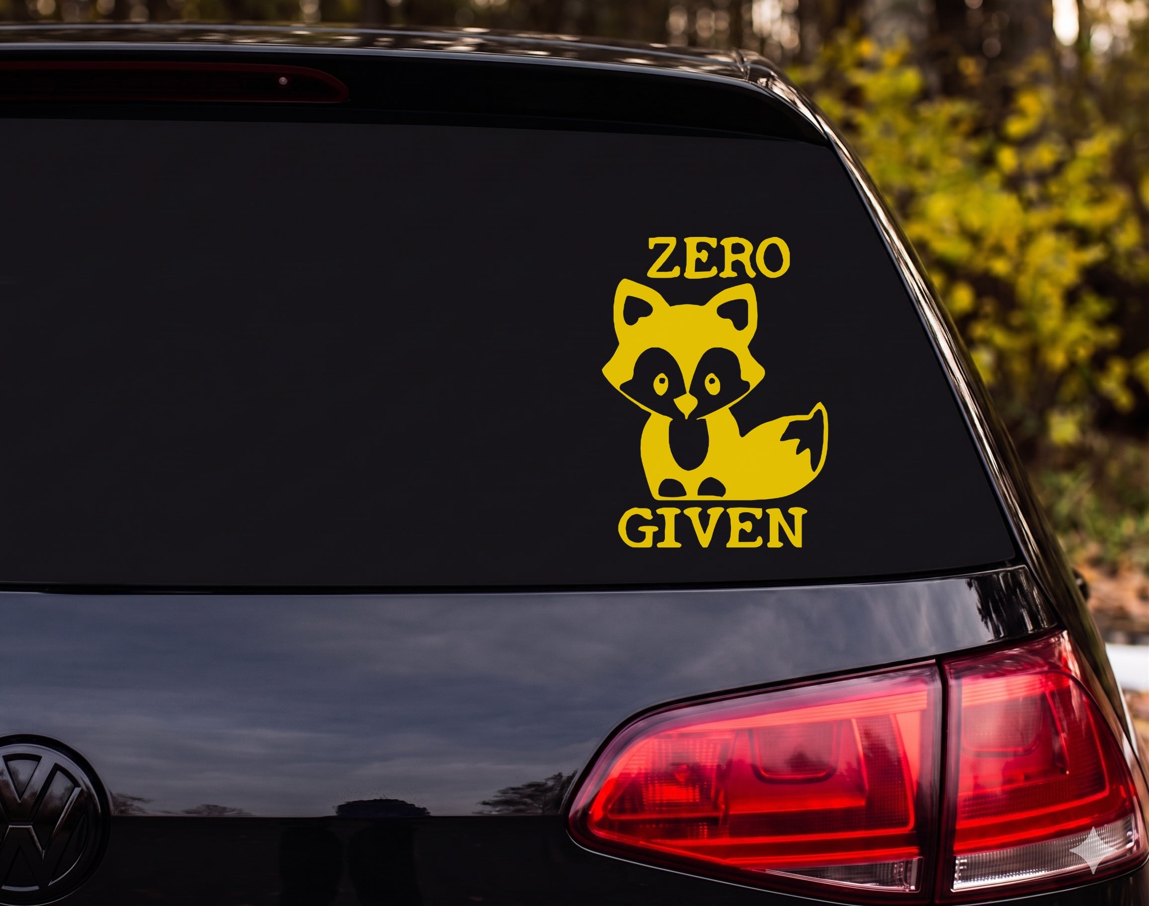 Baby Fox Cartoon Silhouette ZERO GIVEN Cute Vinyl Decal Sticker Car Laptop - Yellow