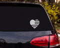 Heart American Flag Silhouette Black White Stars Stripes Vinyl Decal Sticker - White