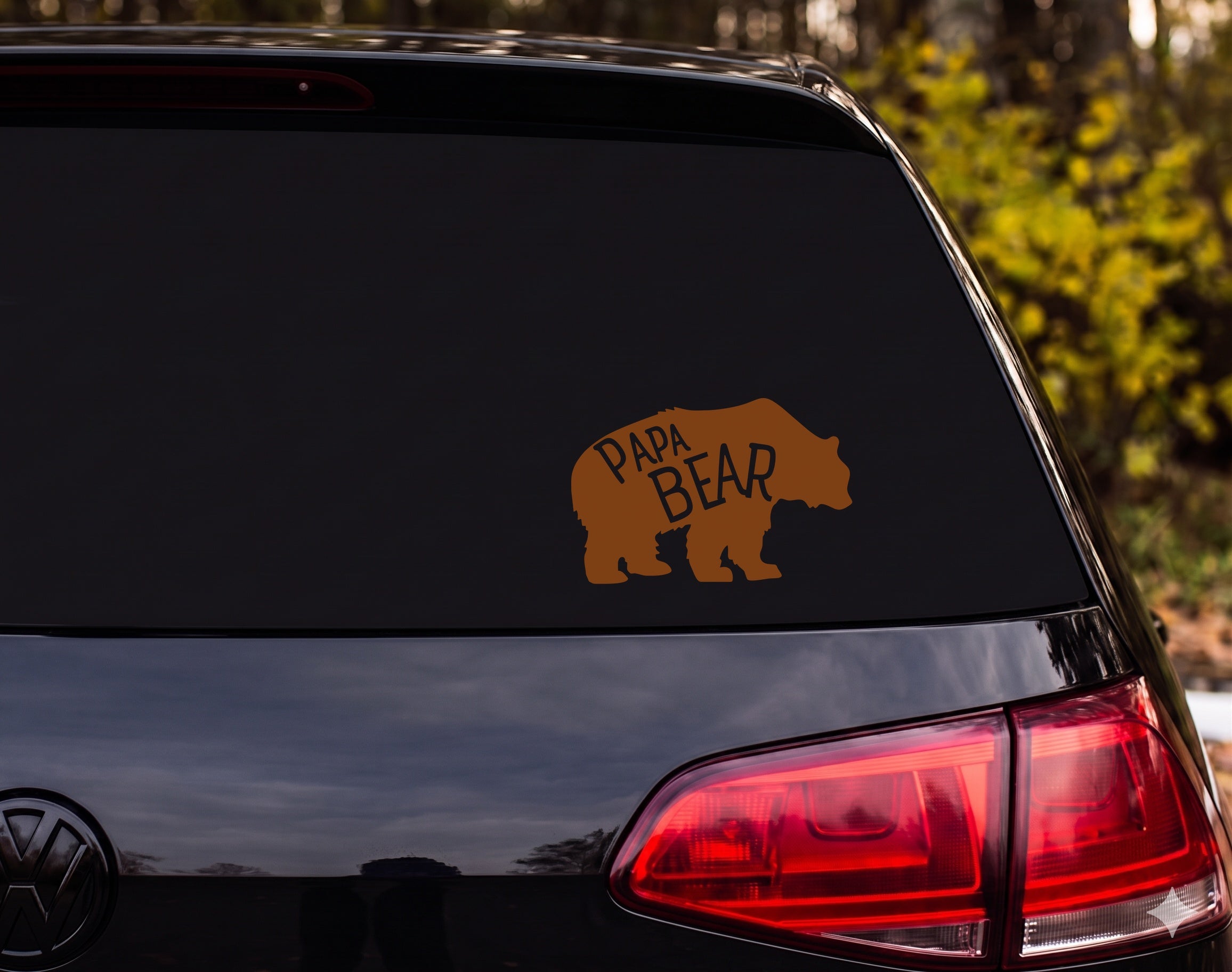 Papa Bear Walking Silhouette Shaggy Vinyl Decal Sticker Car Window Laptop - Brown