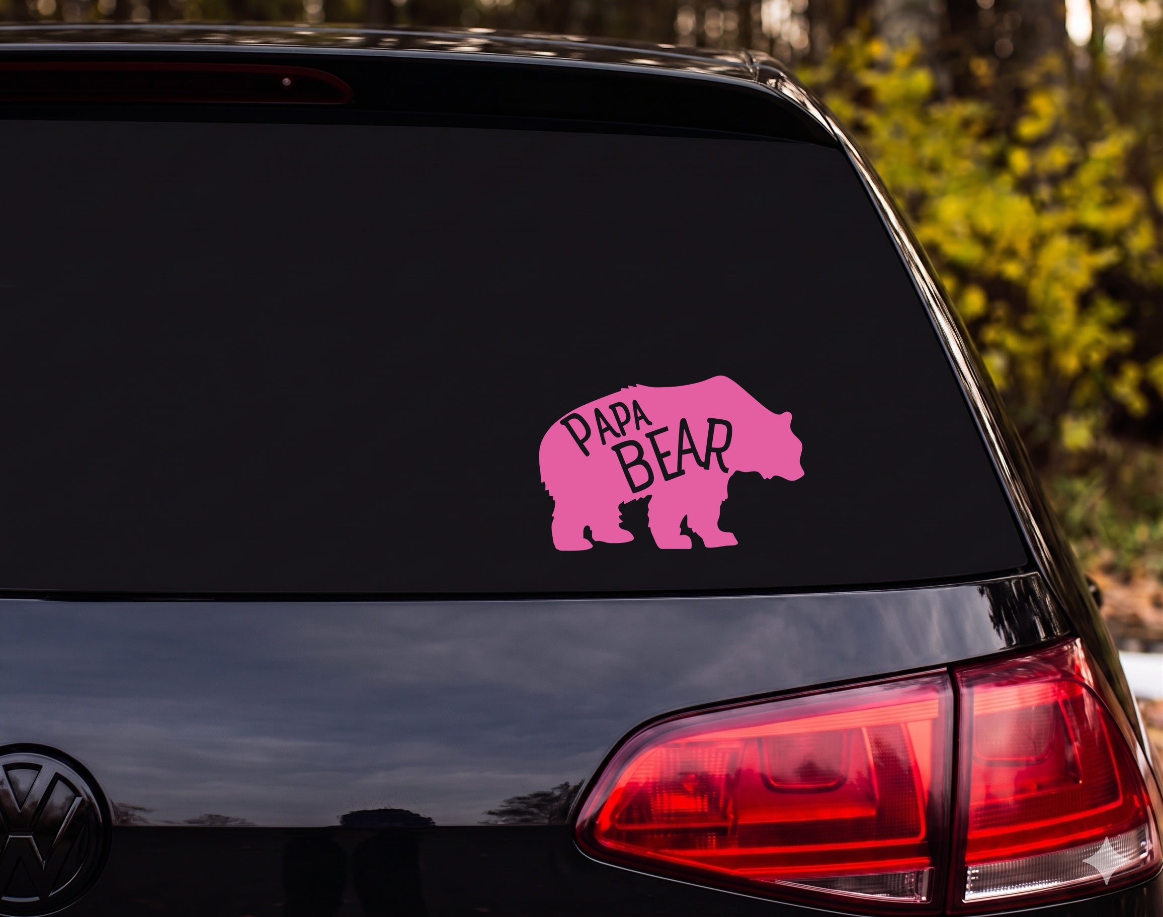 Papa Bear Walking Silhouette Shaggy Vinyl Decal Sticker Car Window Laptop - Pink