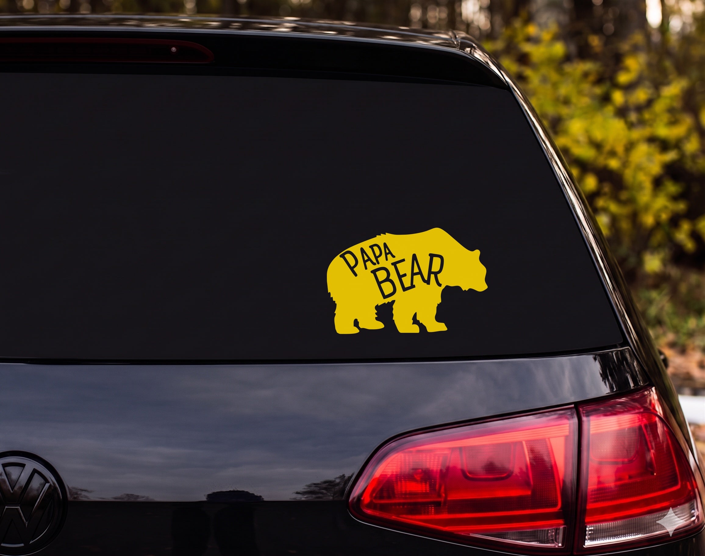 Papa Bear Walking Silhouette Shaggy Vinyl Decal Sticker Car Window Laptop - Yellow