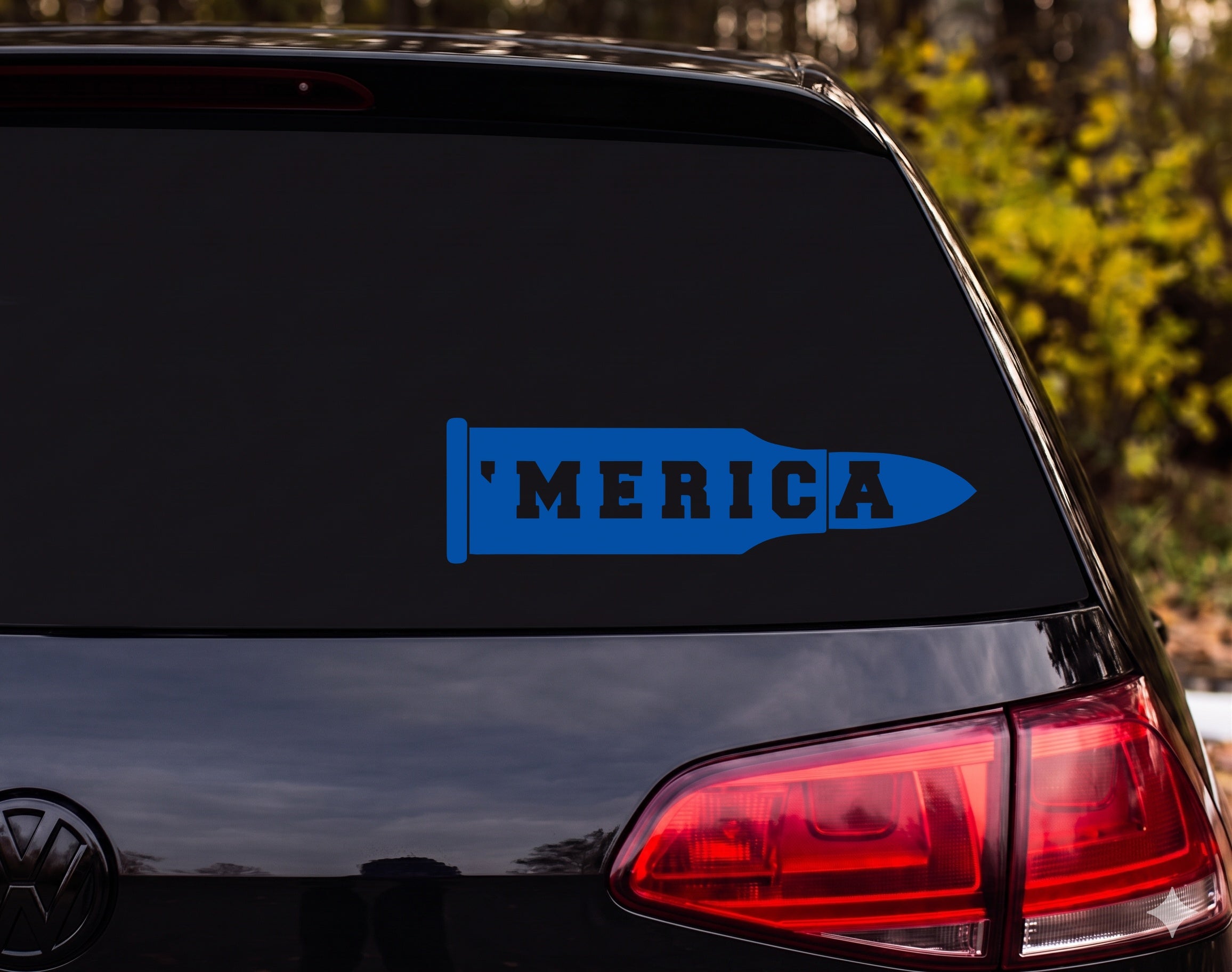 MERICA Bullet Cartridge Silhouette Vinyl Decal Sticker Car Window Laptop - Blue