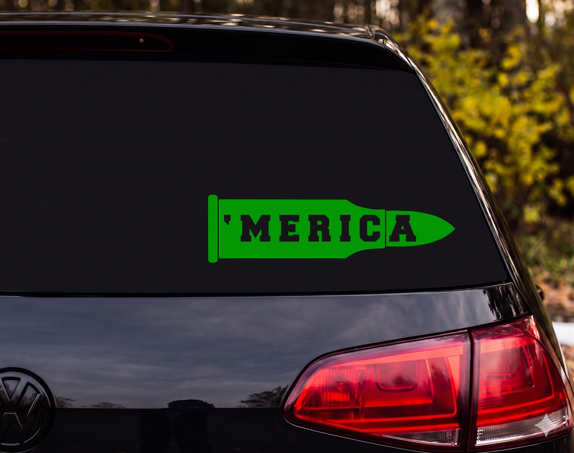 MERICA Bullet Cartridge Silhouette Vinyl Decal Sticker Car Window Laptop - Green