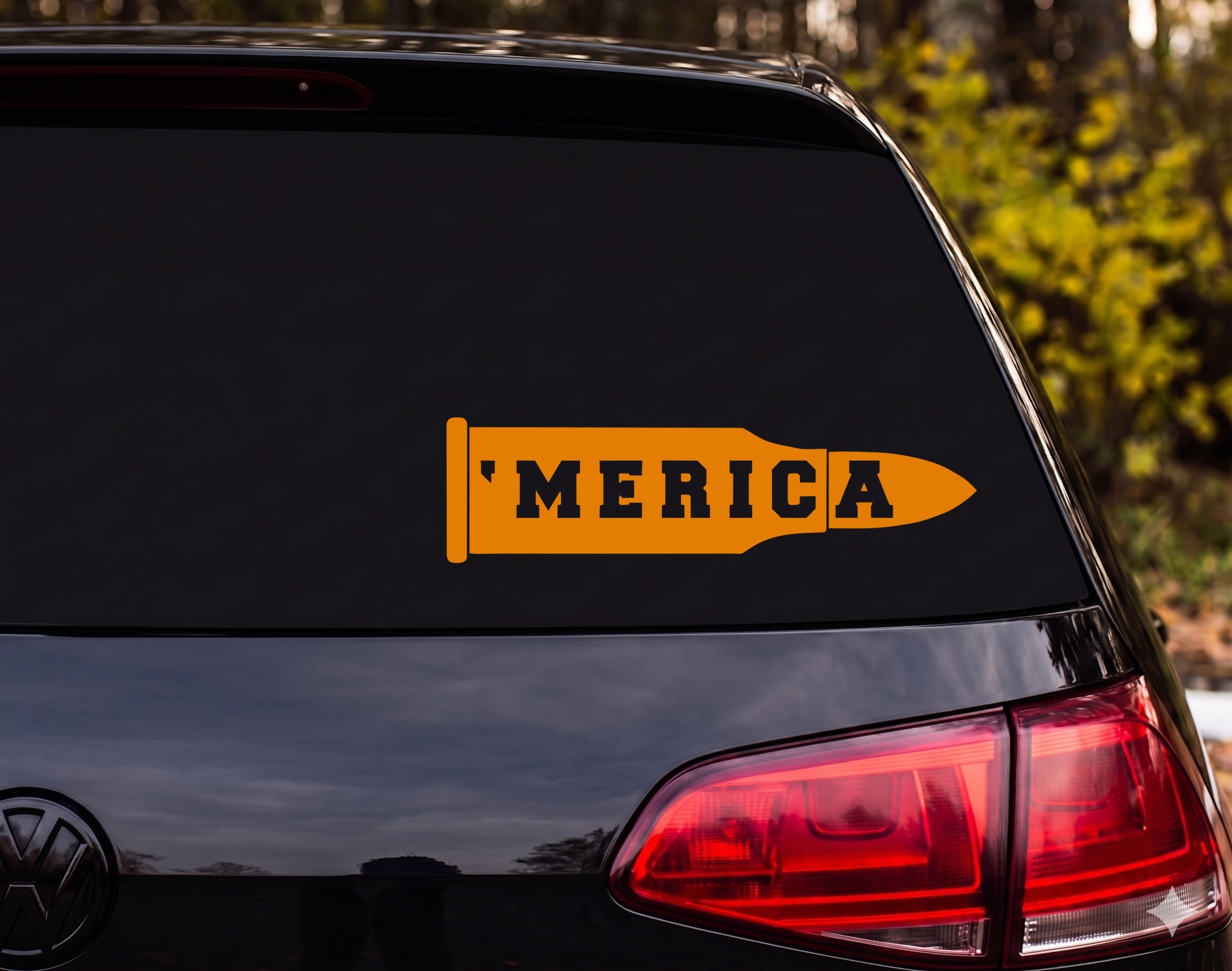 MERICA Bullet Cartridge Silhouette Vinyl Decal Sticker Car Window Laptop - Orange