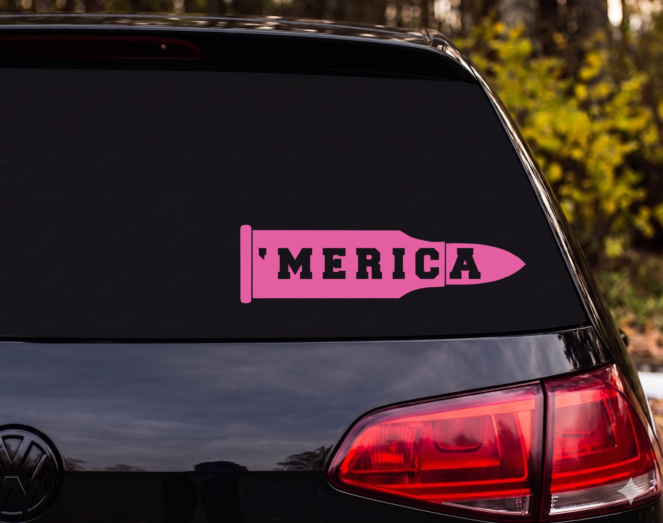 MERICA Bullet Cartridge Silhouette Vinyl Decal Sticker Car Window Laptop - Pink
