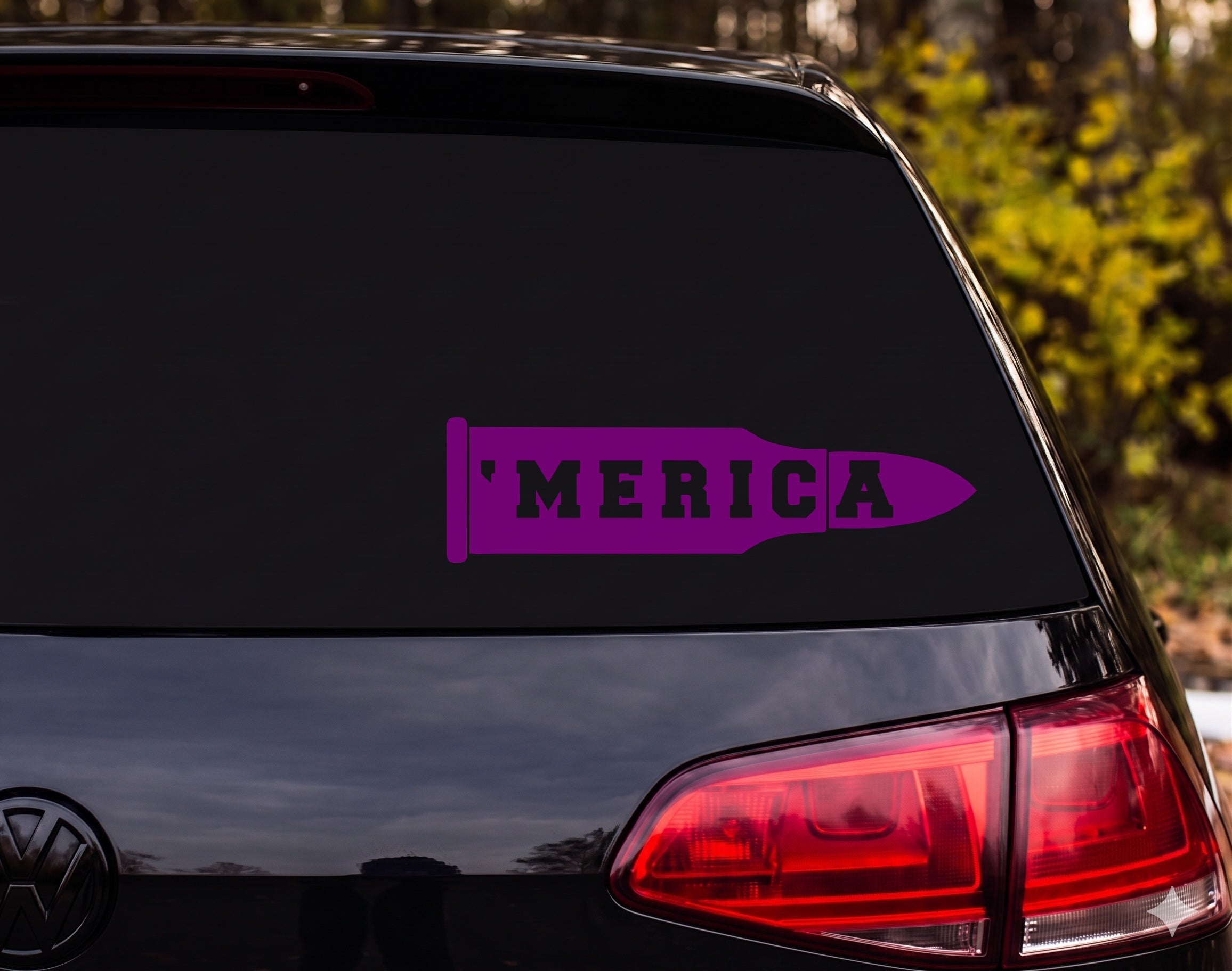 MERICA Bullet Cartridge Silhouette Vinyl Decal Sticker Car Window Laptop - Purple