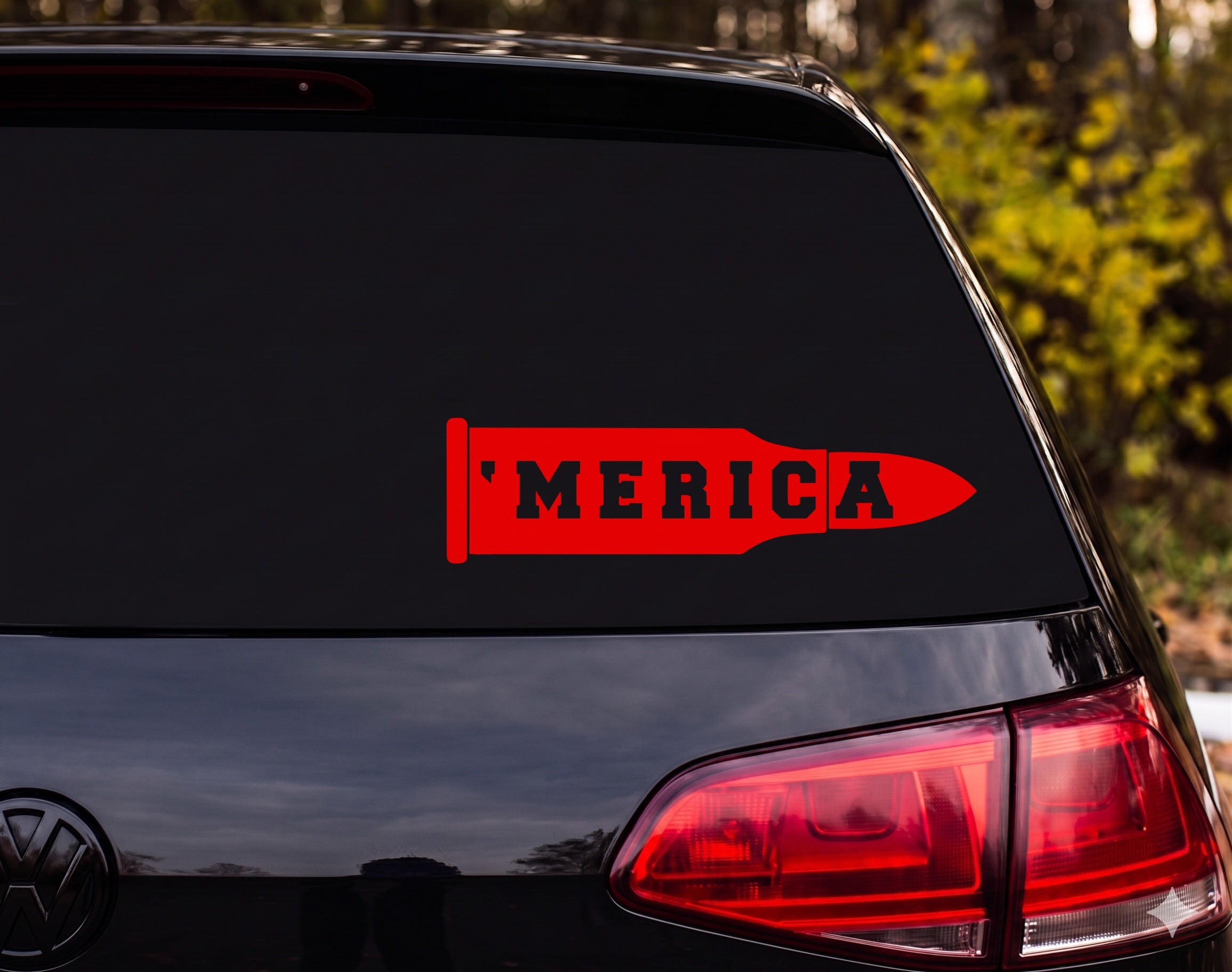 MERICA Bullet Cartridge Silhouette Vinyl Decal Sticker Car Window Laptop - Red