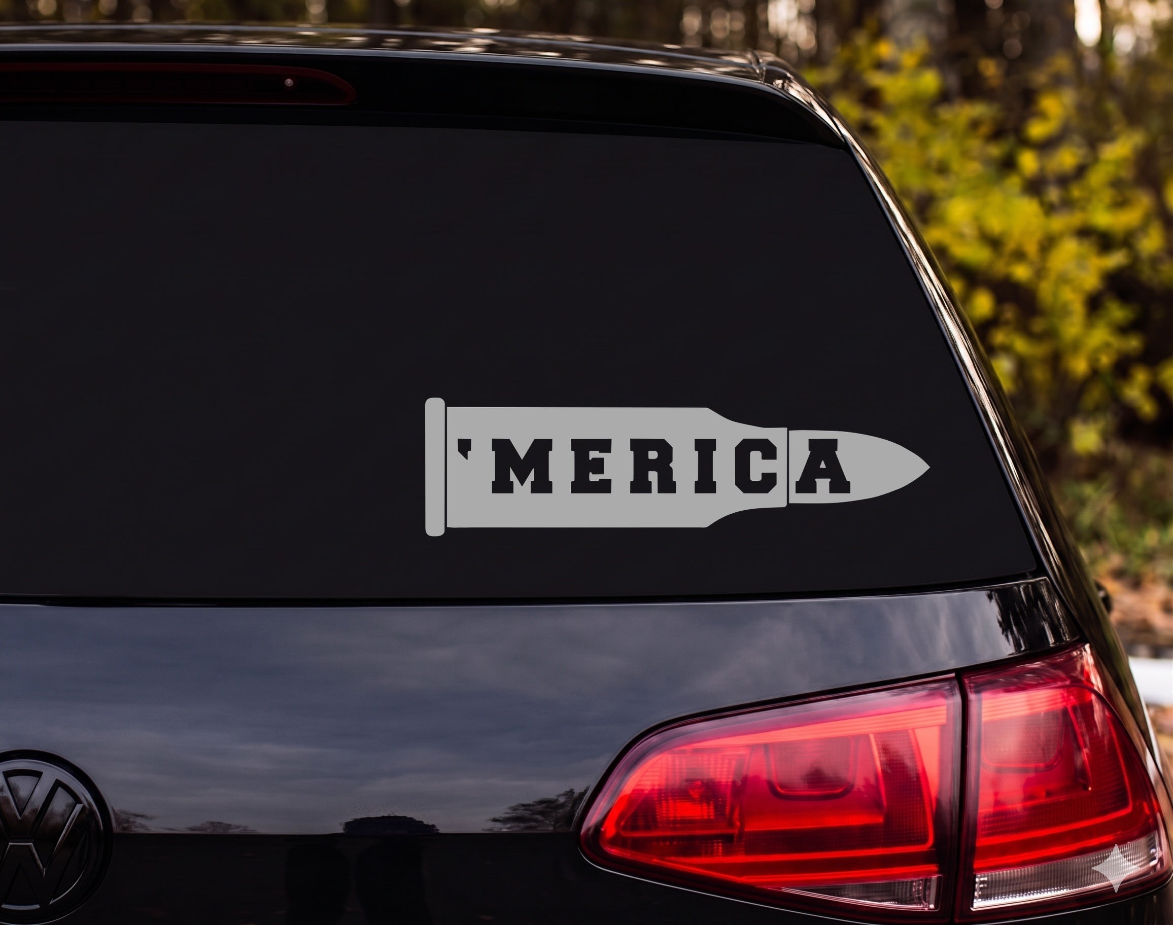 MERICA Bullet Cartridge Silhouette Vinyl Decal Sticker Car Window Laptop - Silver