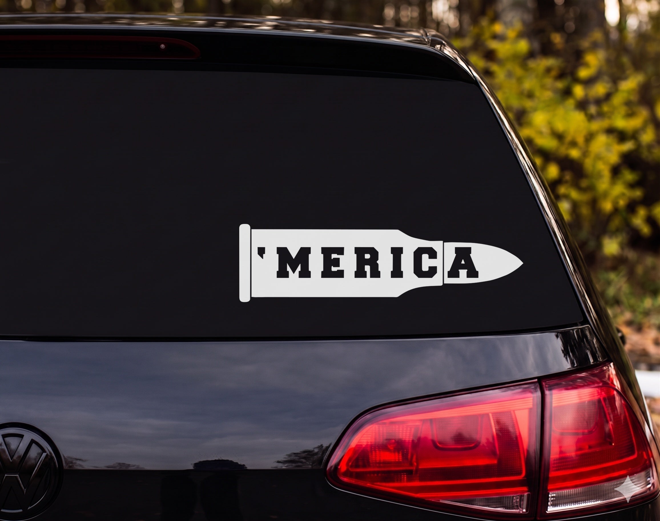 MERICA Bullet Cartridge Silhouette Vinyl Decal Sticker Car Window Laptop - White