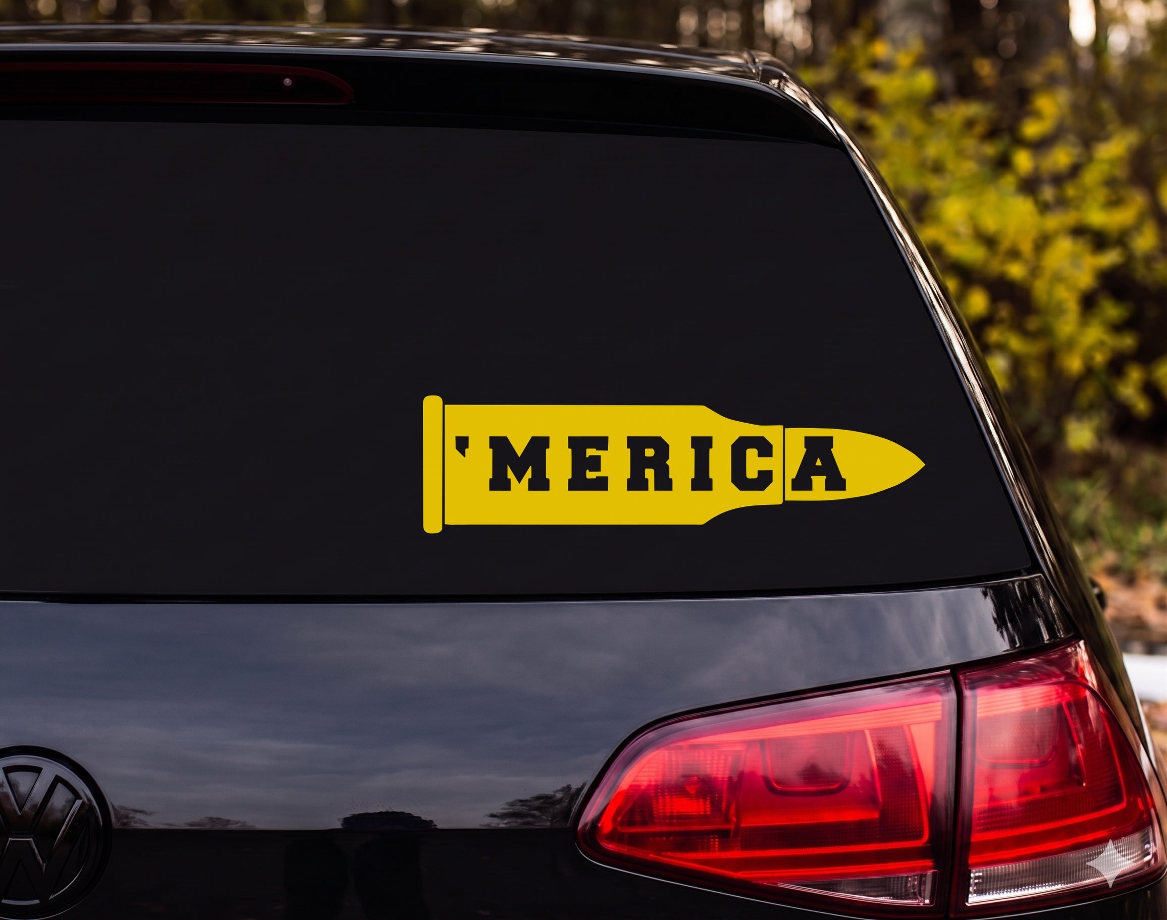 MERICA Bullet Cartridge Silhouette Vinyl Decal Sticker Car Window Laptop - Yellow