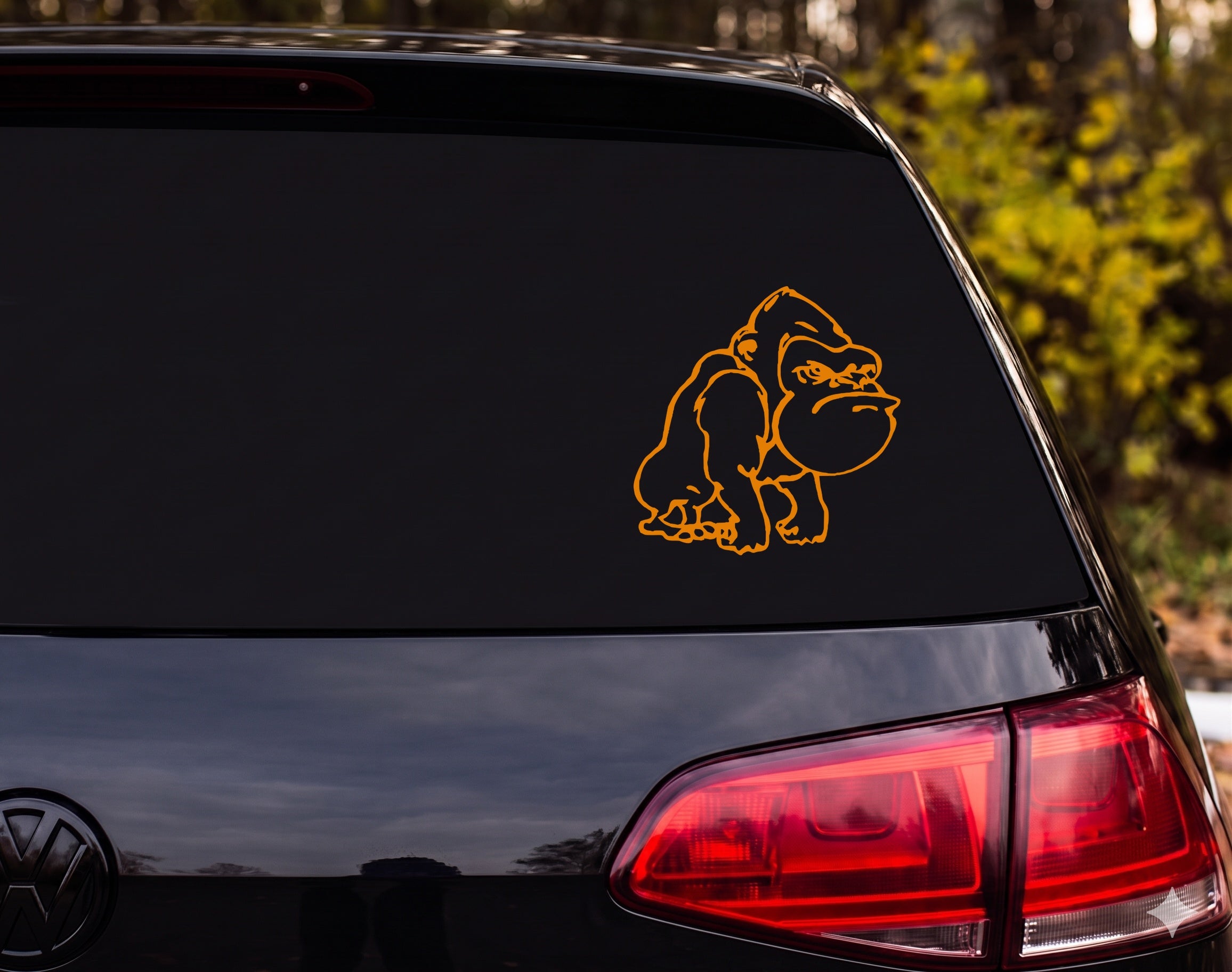 Gorilla Knuckle Walking Outline Aggressive Muscular Vinyl Decal Sticker Car - Orange