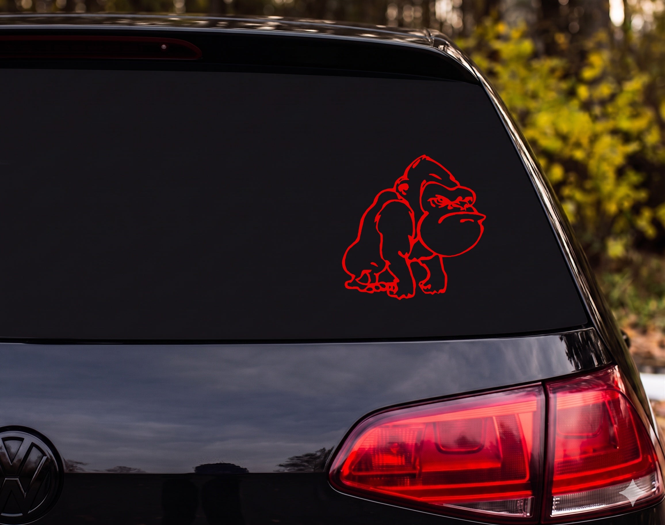 Gorilla Knuckle Walking Outline Aggressive Muscular Vinyl Decal Sticker Car - Red
