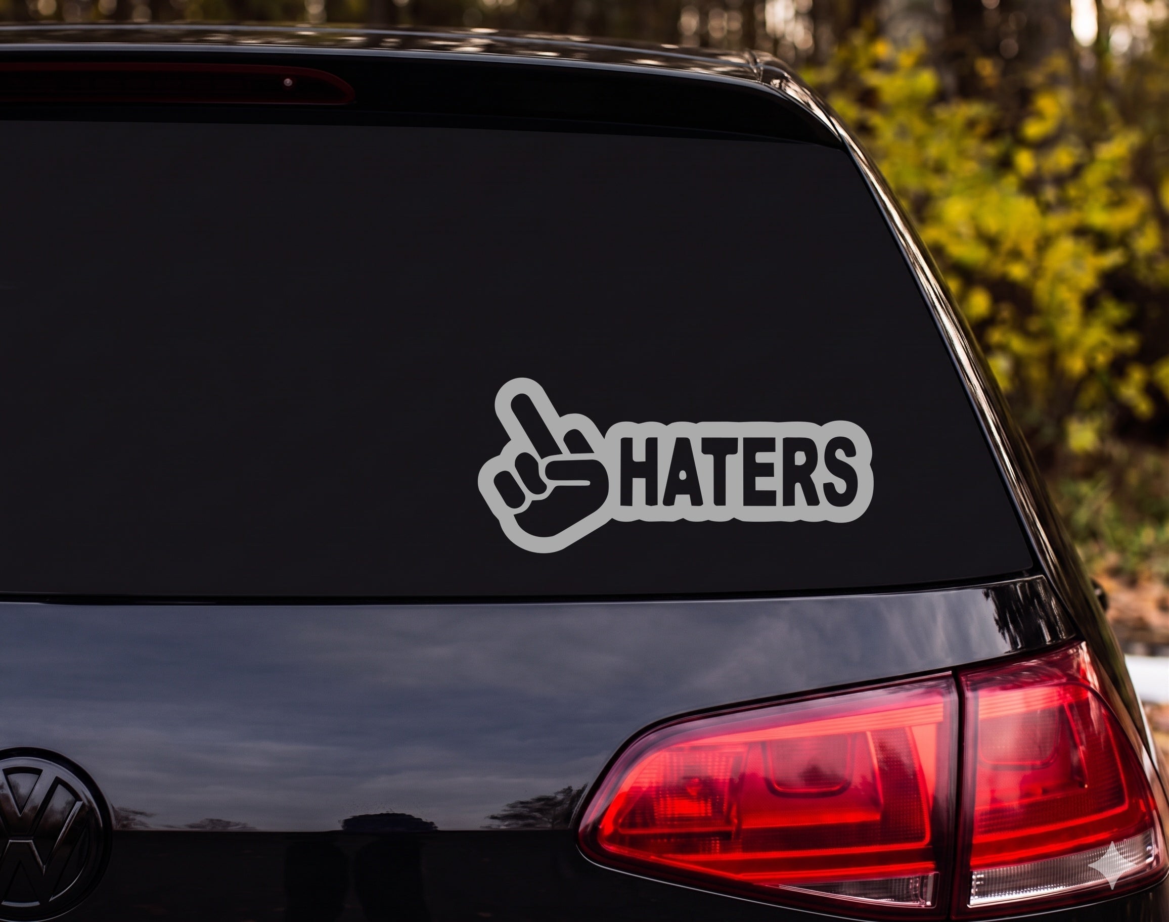 Middle Finger F Haters Cartoon Hand Gesture Vinyl Decal Sticker Car Laptop - Silver