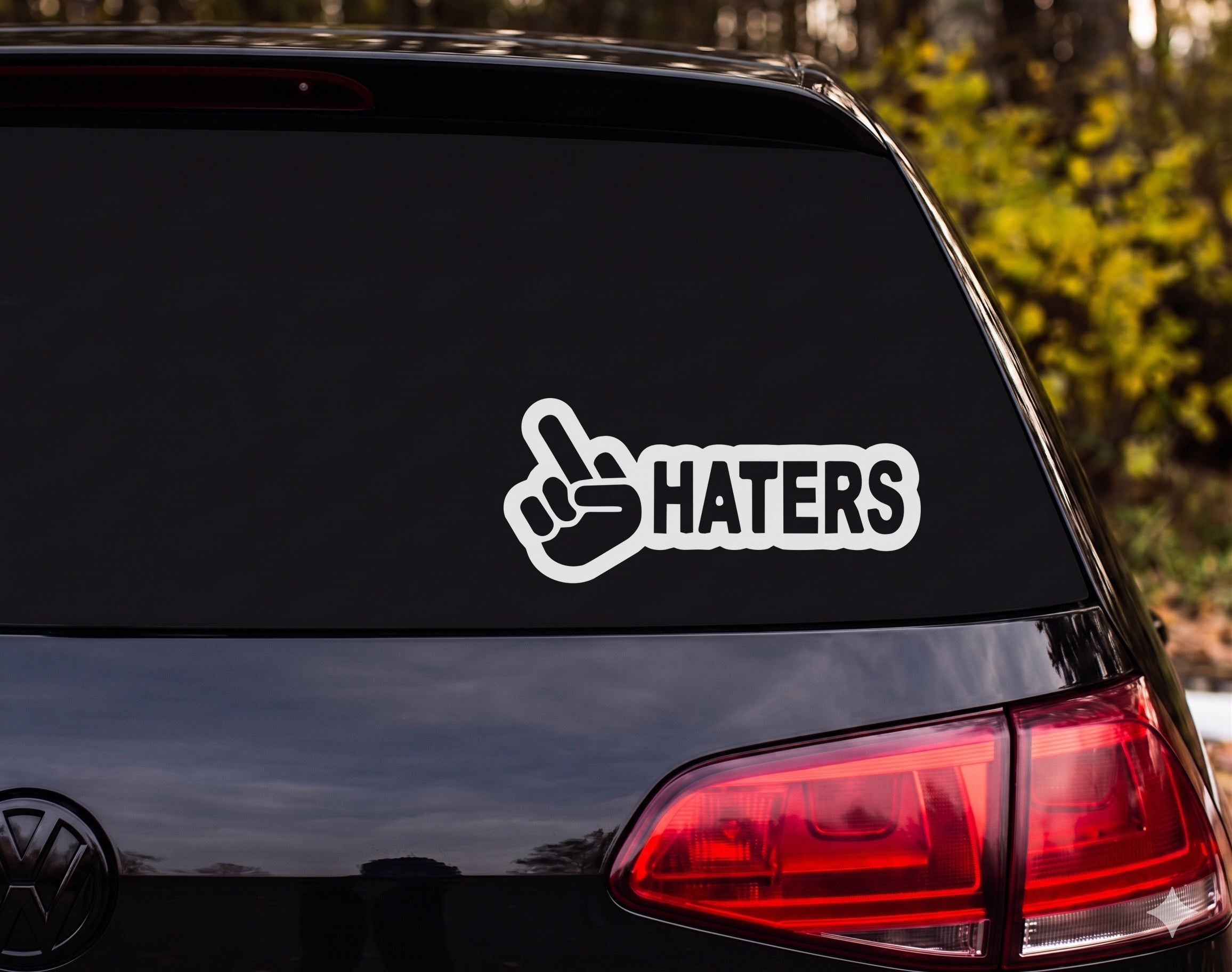 Middle Finger F Haters Cartoon Hand Gesture Vinyl Decal Sticker Car Laptop - White