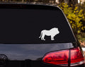 Lion Silhouette Standing Profile Full Mane Vinyl Decal Sticker Car Window - White
