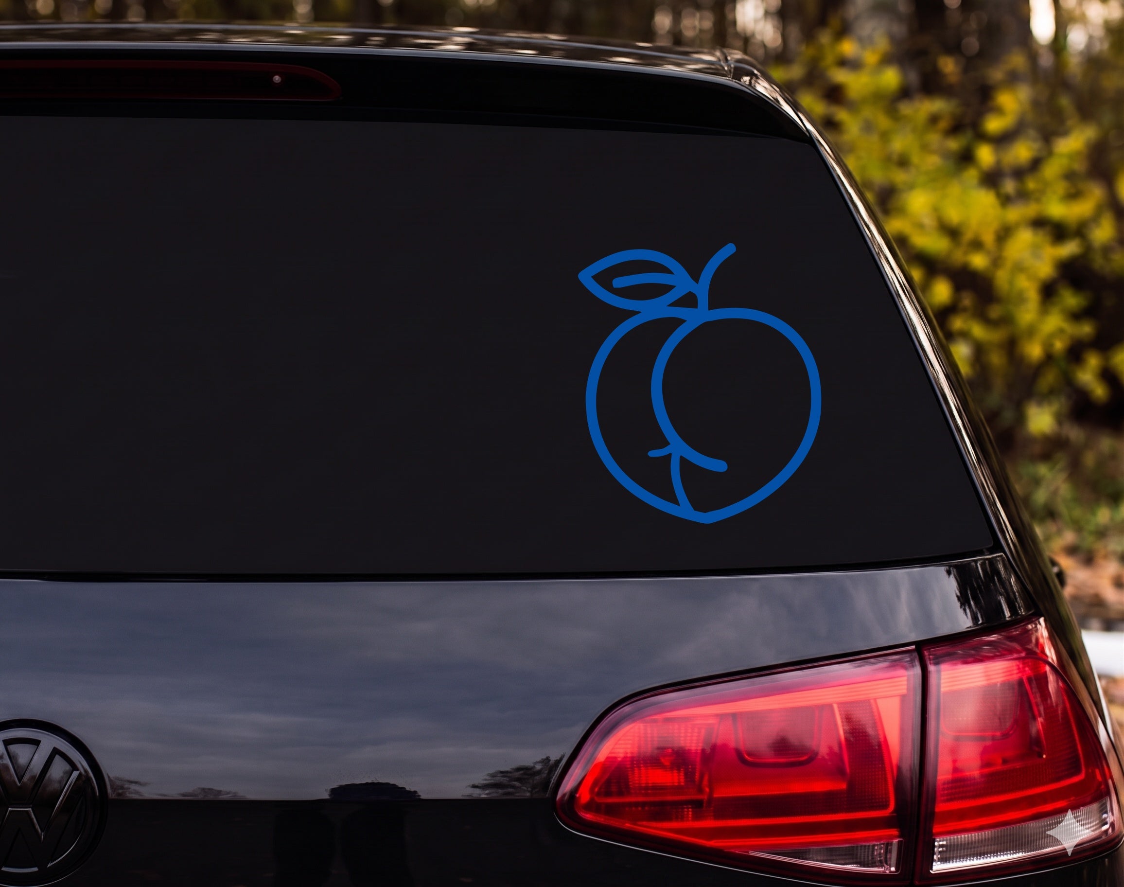 Peach Fruit Bold Outline Single Leaf Stem Icon Vinyl Decal Sticker Car Laptop - Blue