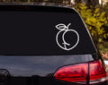 Peach Fruit Bold Outline Single Leaf Stem Icon Vinyl Decal Sticker Car Laptop - White