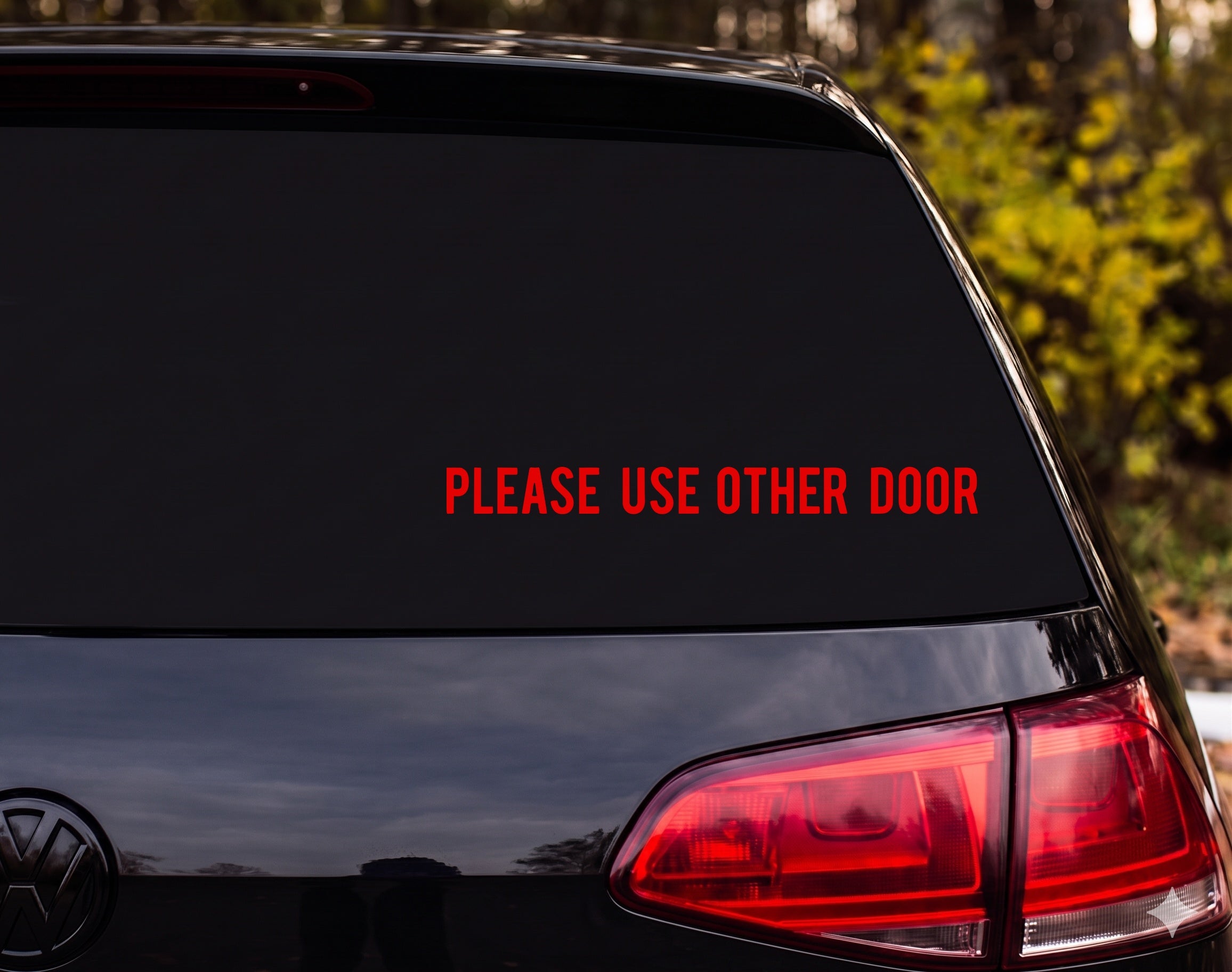 PLEASE USE OTHER DOOR Vinyl Decal Sticker Window Door Sign - Red