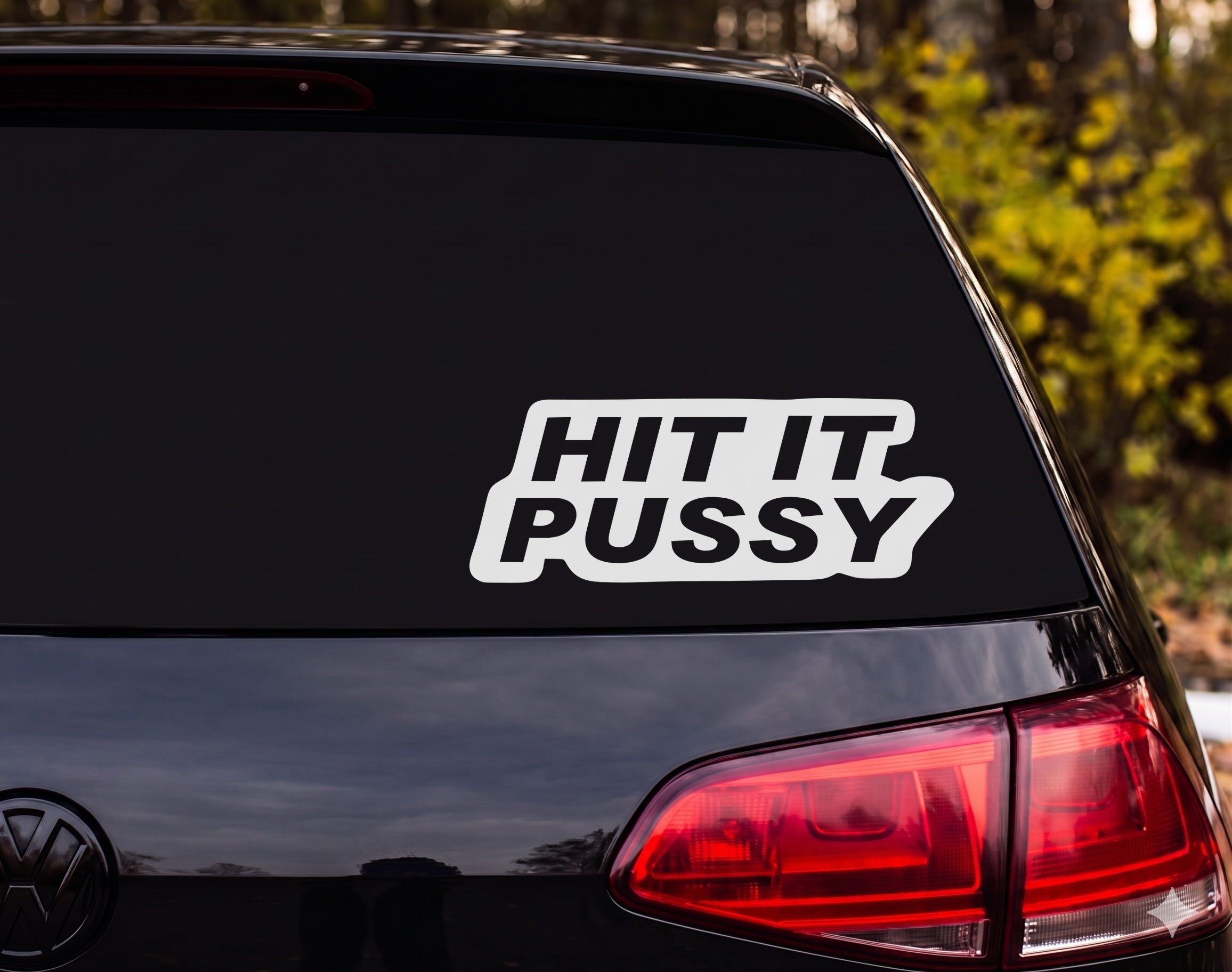 HIT IT P**** Bold White Italic Text Vinyl Decal Sticker Car Bumper Laptop - White