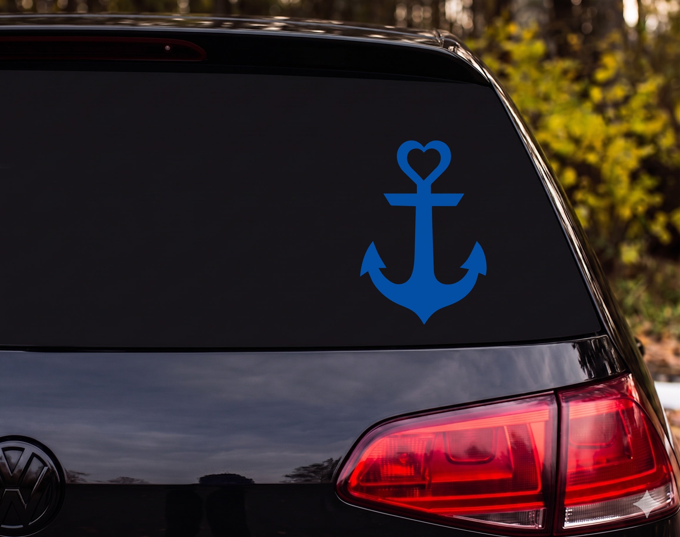 Anchor Heart Silhouette Nautical Vinyl Decal Sticker Car Window Laptop - Blue