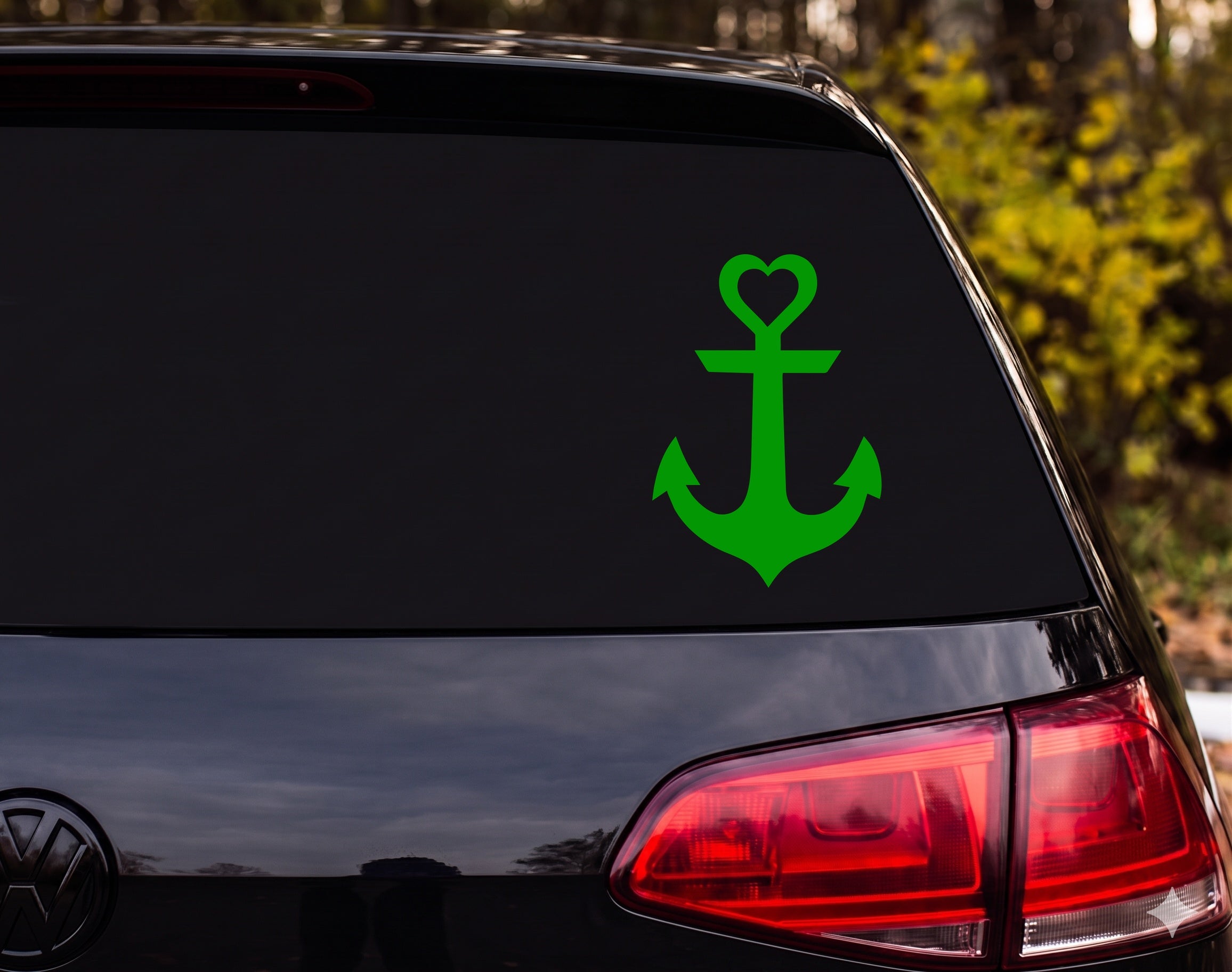 Anchor Heart Silhouette Nautical Vinyl Decal Sticker Car Window Laptop - Green