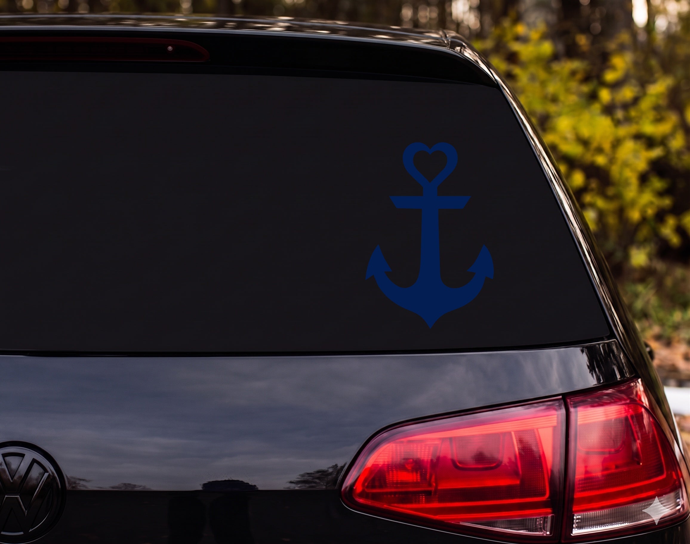 Anchor Heart Silhouette Nautical Vinyl Decal Sticker Car Window Laptop - Navy