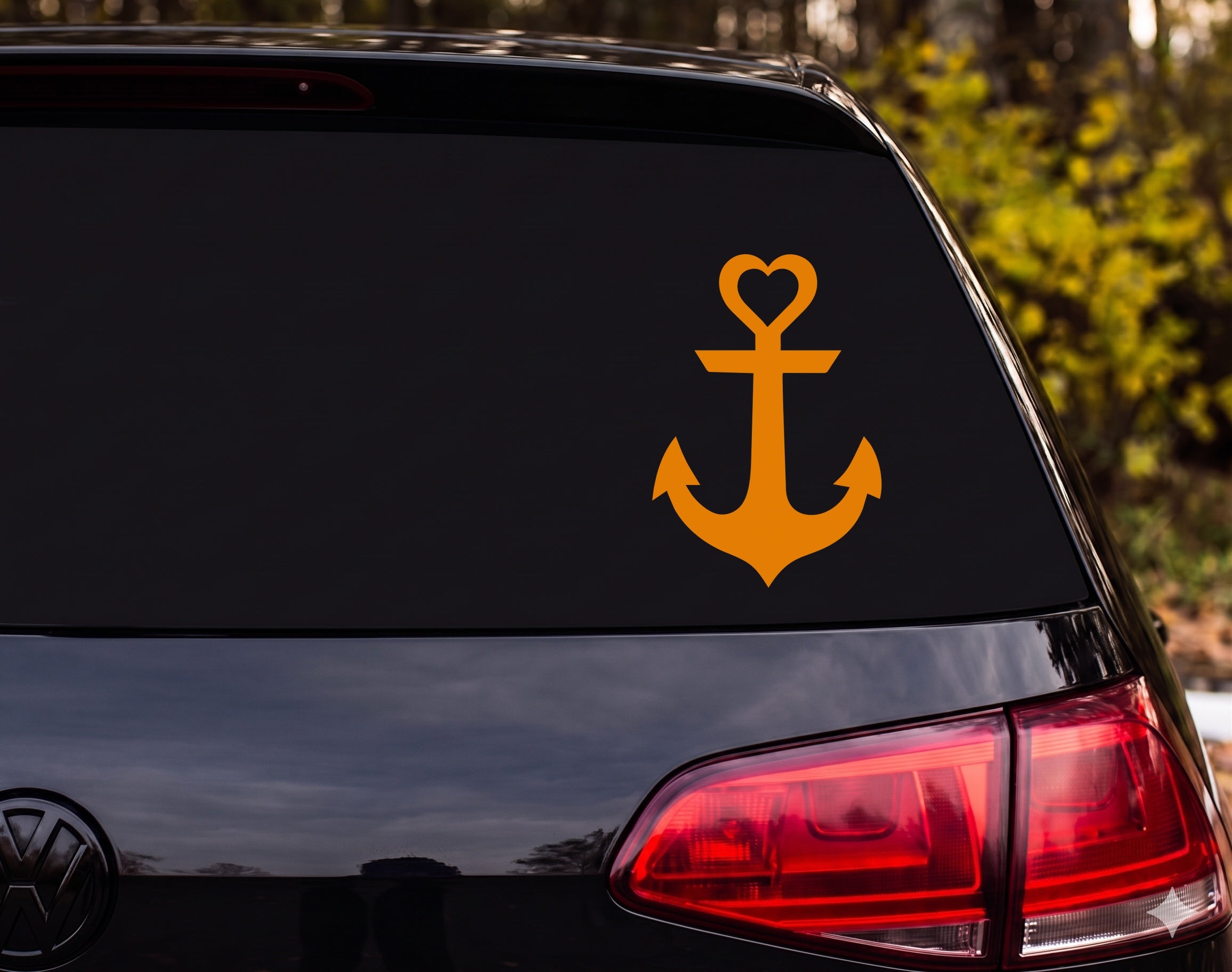 Anchor Heart Silhouette Nautical Vinyl Decal Sticker Car Window Laptop - Orange