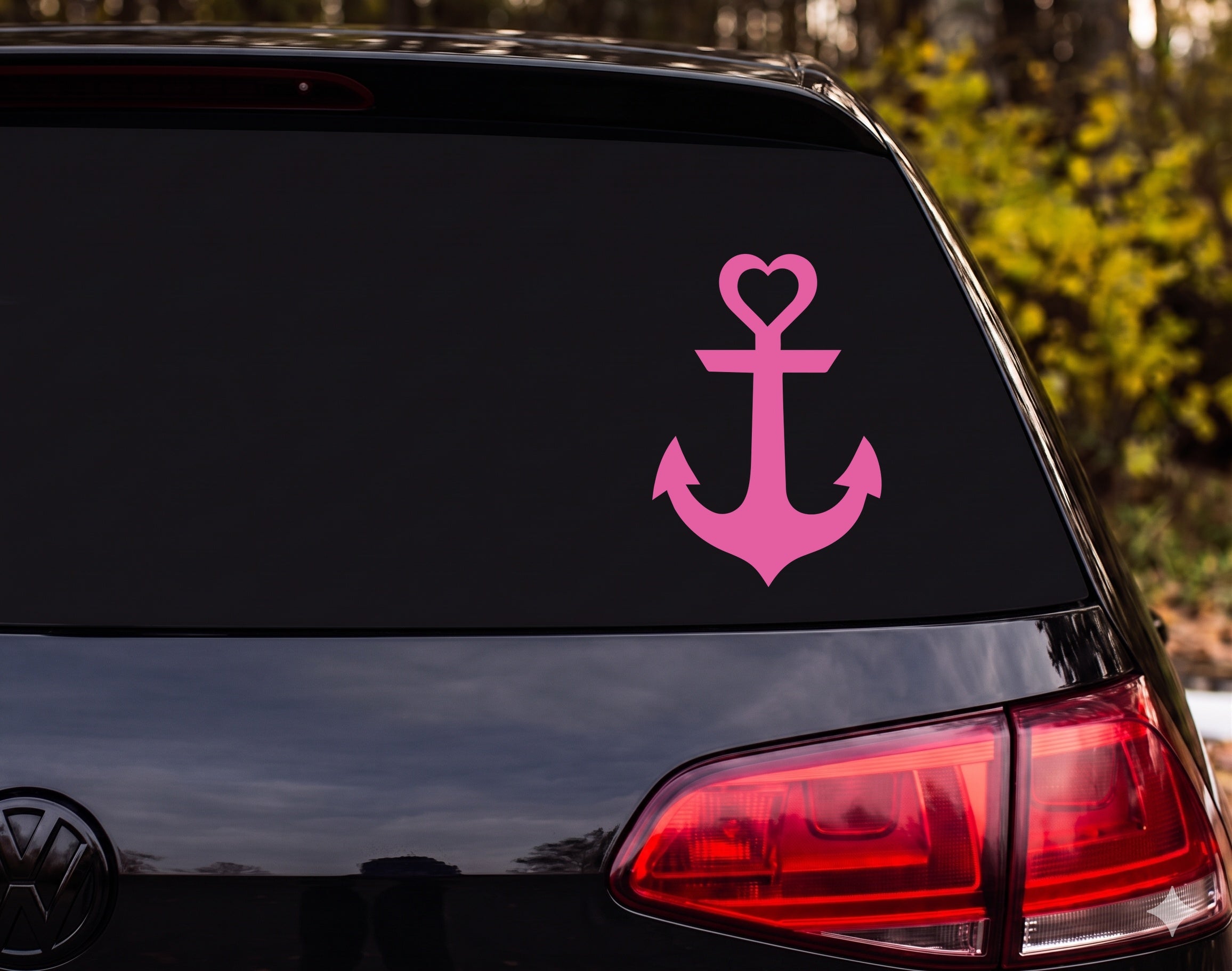 Anchor Heart Silhouette Nautical Vinyl Decal Sticker Car Window Laptop - Pink