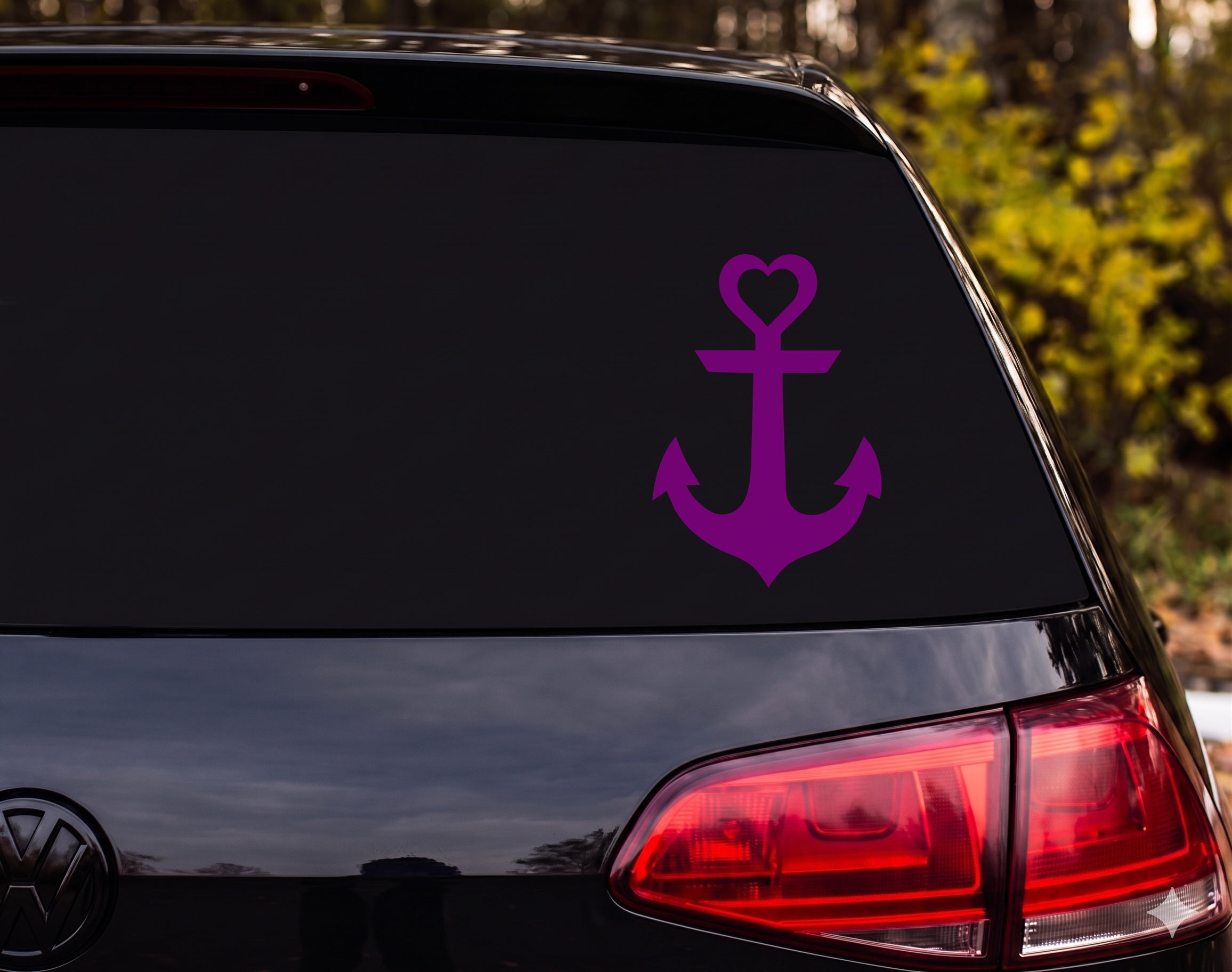 Anchor Heart Silhouette Nautical Vinyl Decal Sticker Car Window Laptop - Purple