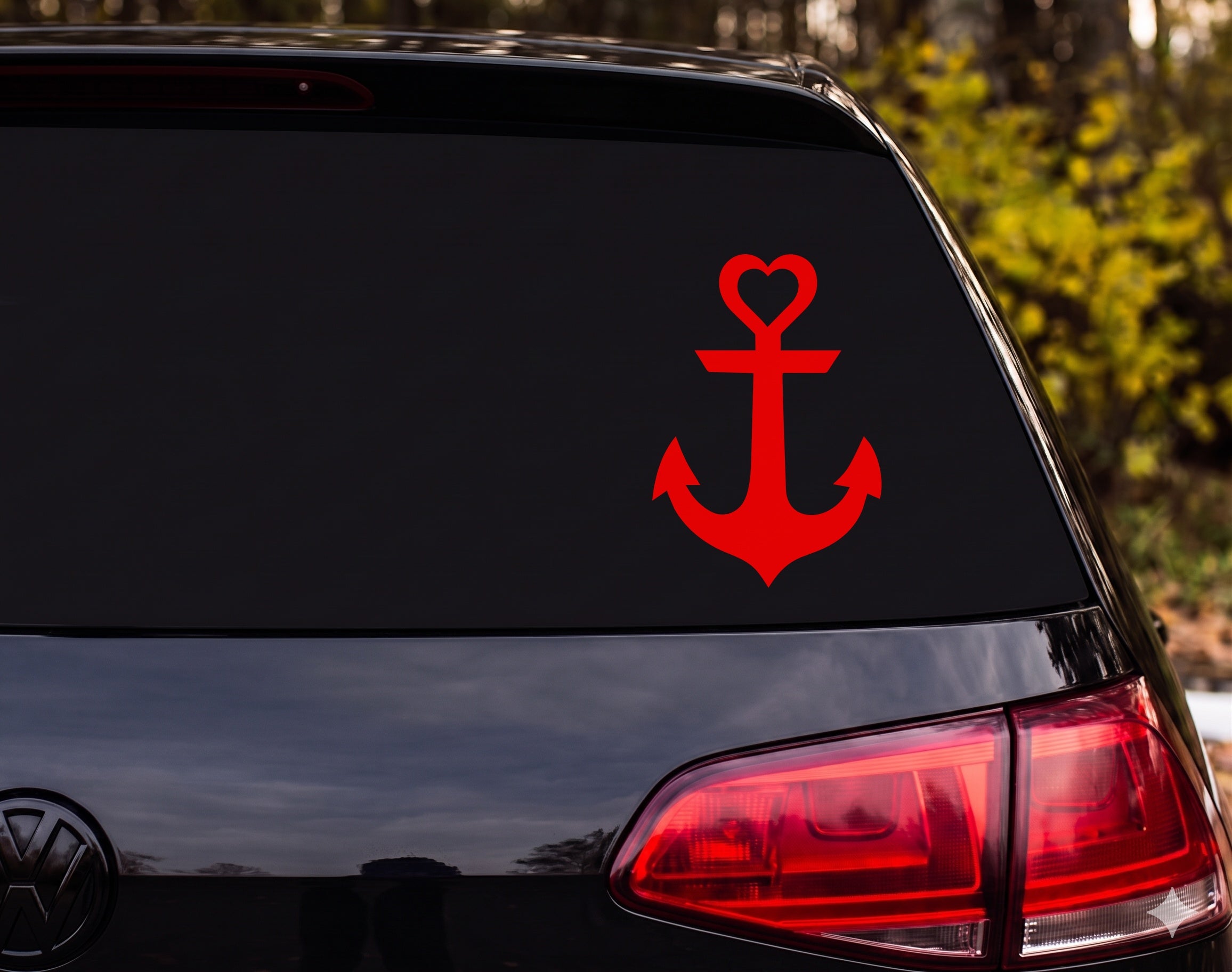 Anchor Heart Silhouette Nautical Vinyl Decal Sticker Car Window Laptop - Red