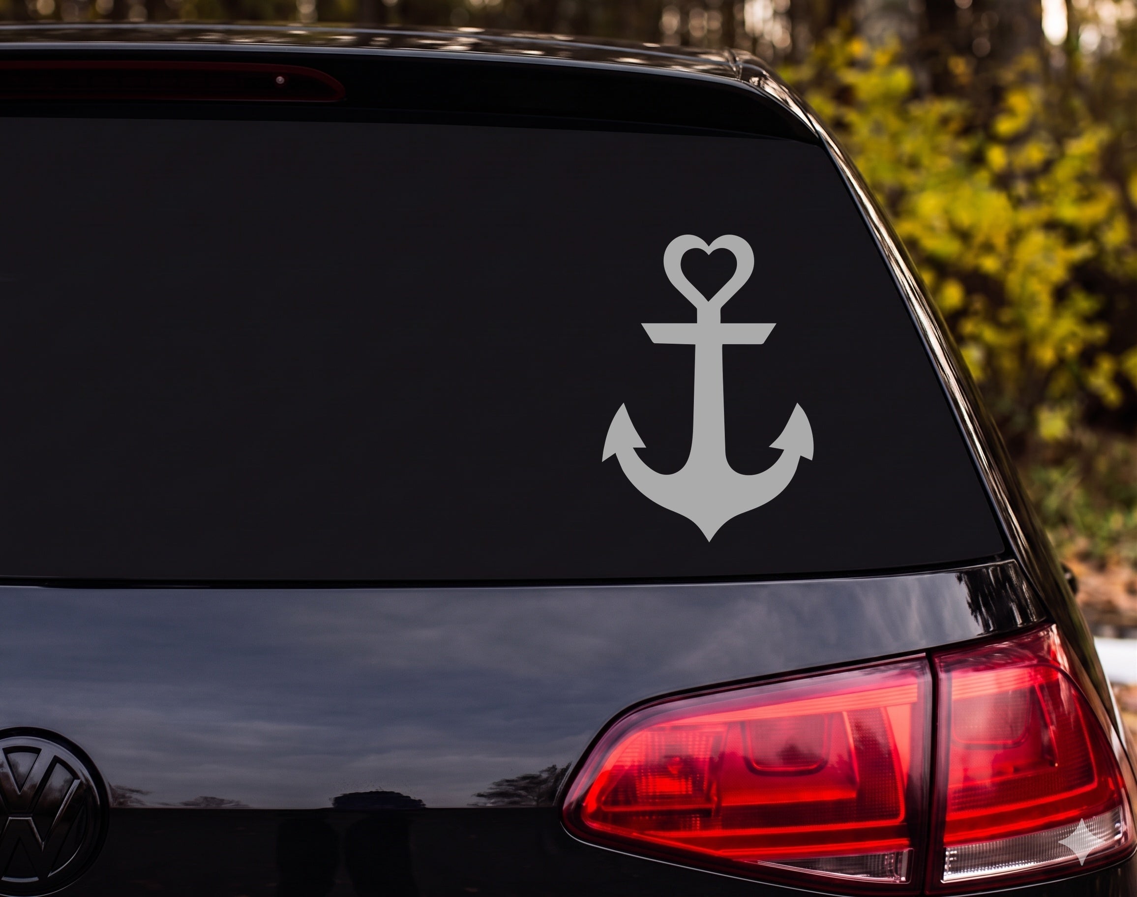 Anchor Heart Silhouette Nautical Vinyl Decal Sticker Car Window Laptop - Silver