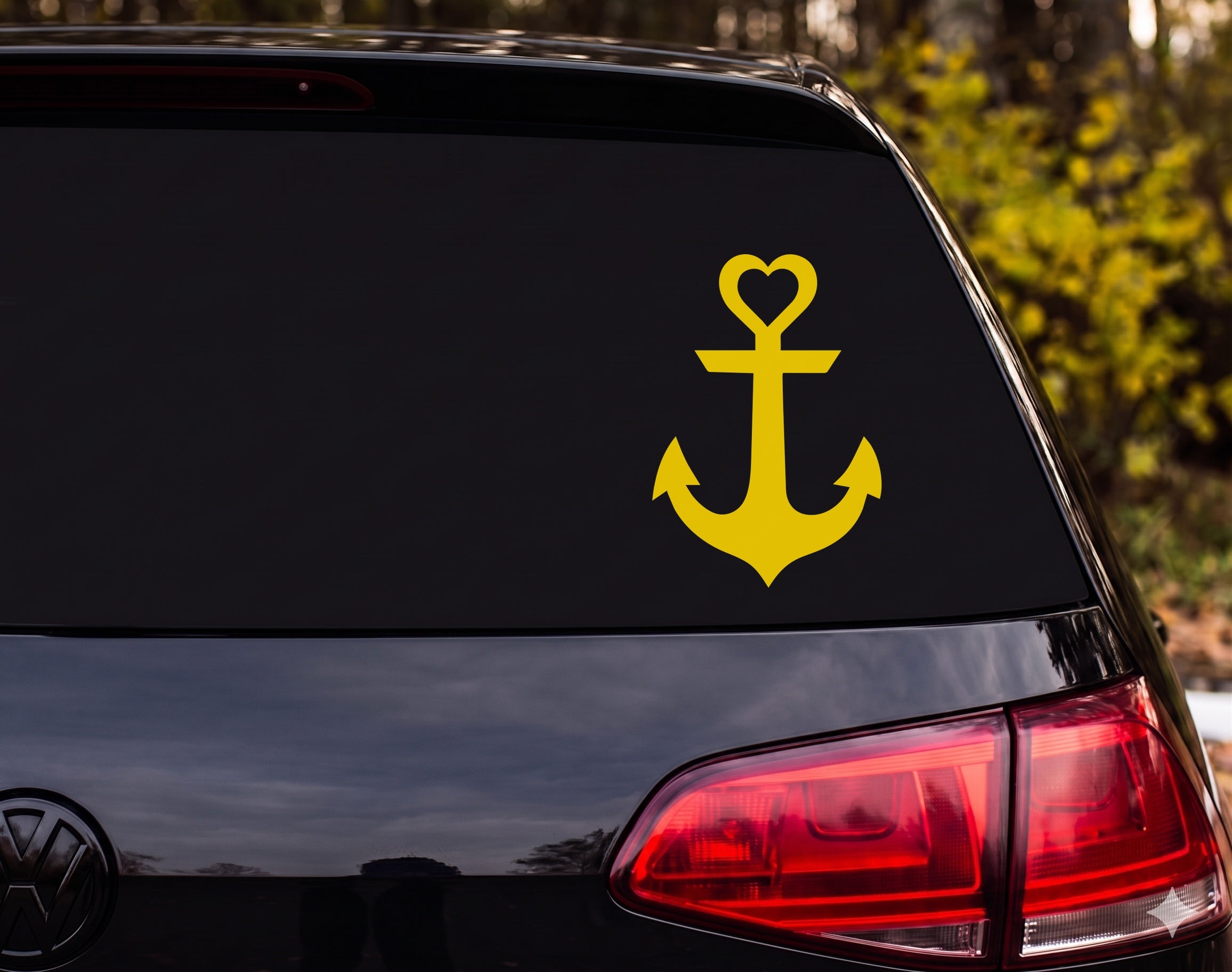 Anchor Heart Silhouette Nautical Vinyl Decal Sticker Car Window Laptop - Yellow