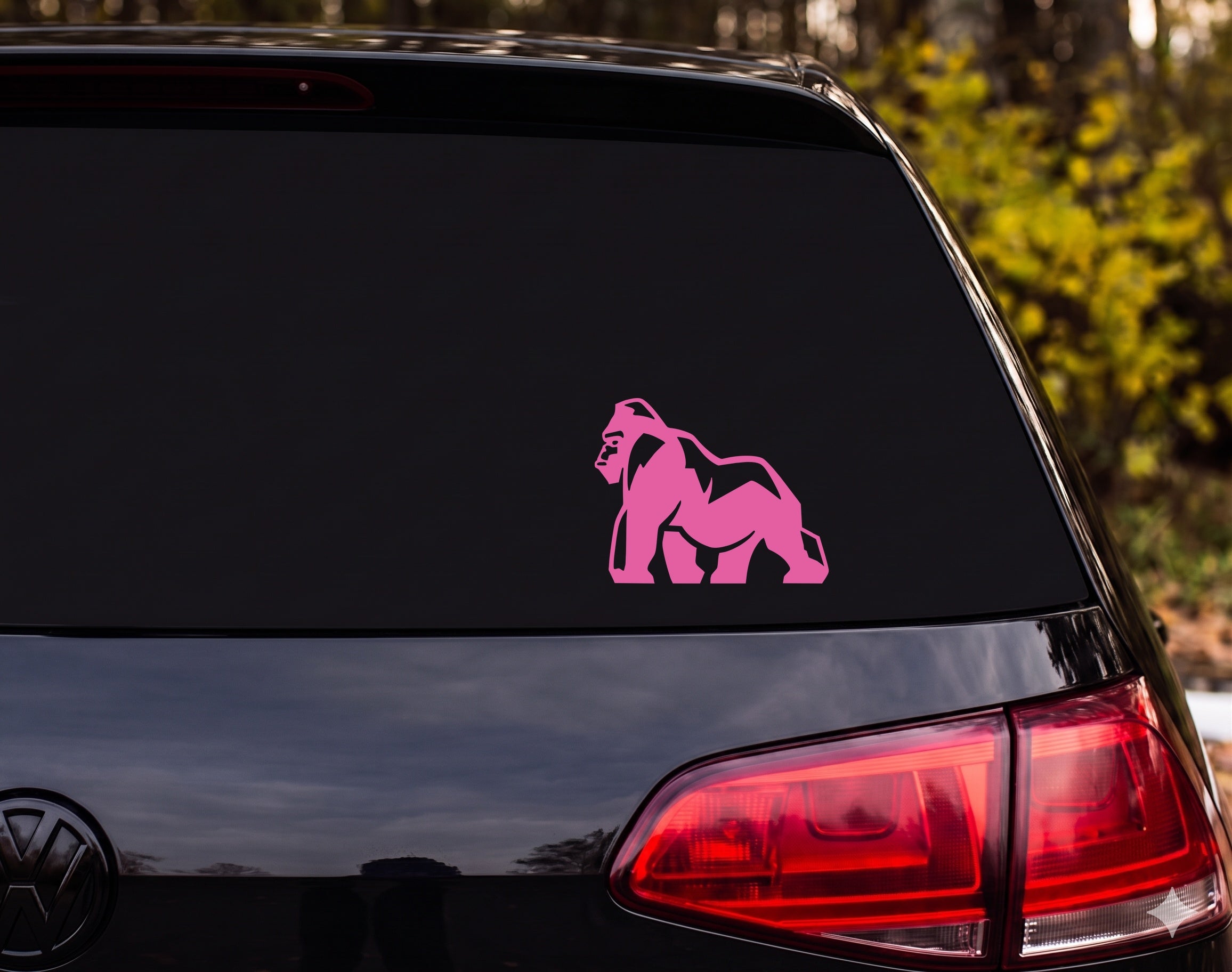 Silverback Gorilla Silhouette Knuckle Walking Geometric Vinyl Decal Sticker - Pink