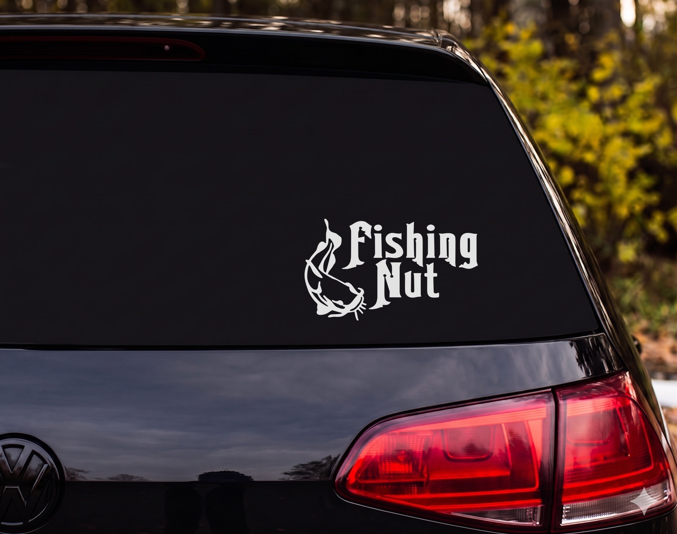 Catfish Leaping Silhouette Fishing Nut Vinyl Decal Sticker Car Window Laptop - White