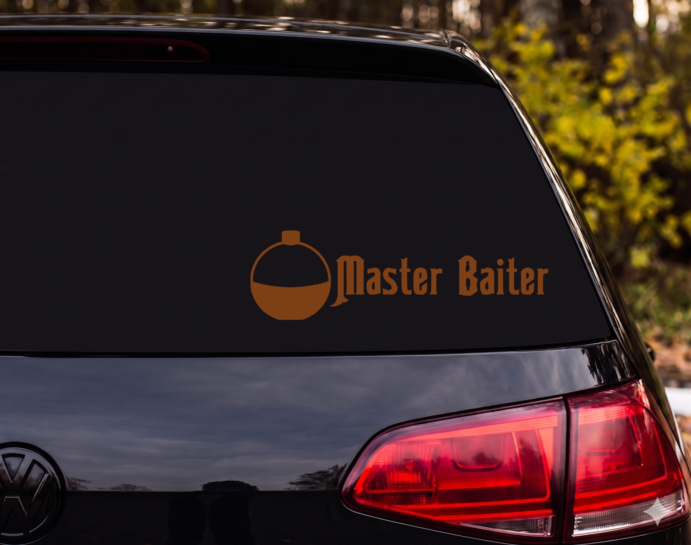 Master Baiter Fishing Bobber Silhouette Vinyl Decal Sticker Car Window - Brown